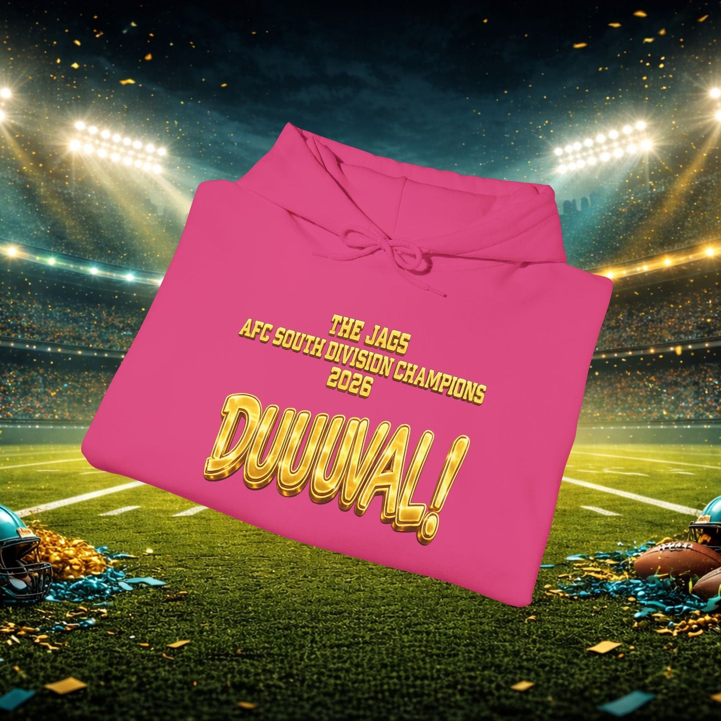 DUUUVAL Football Hoodie – "Locked In, Hunt Every Down" Team Pride Sweatshirt Printify