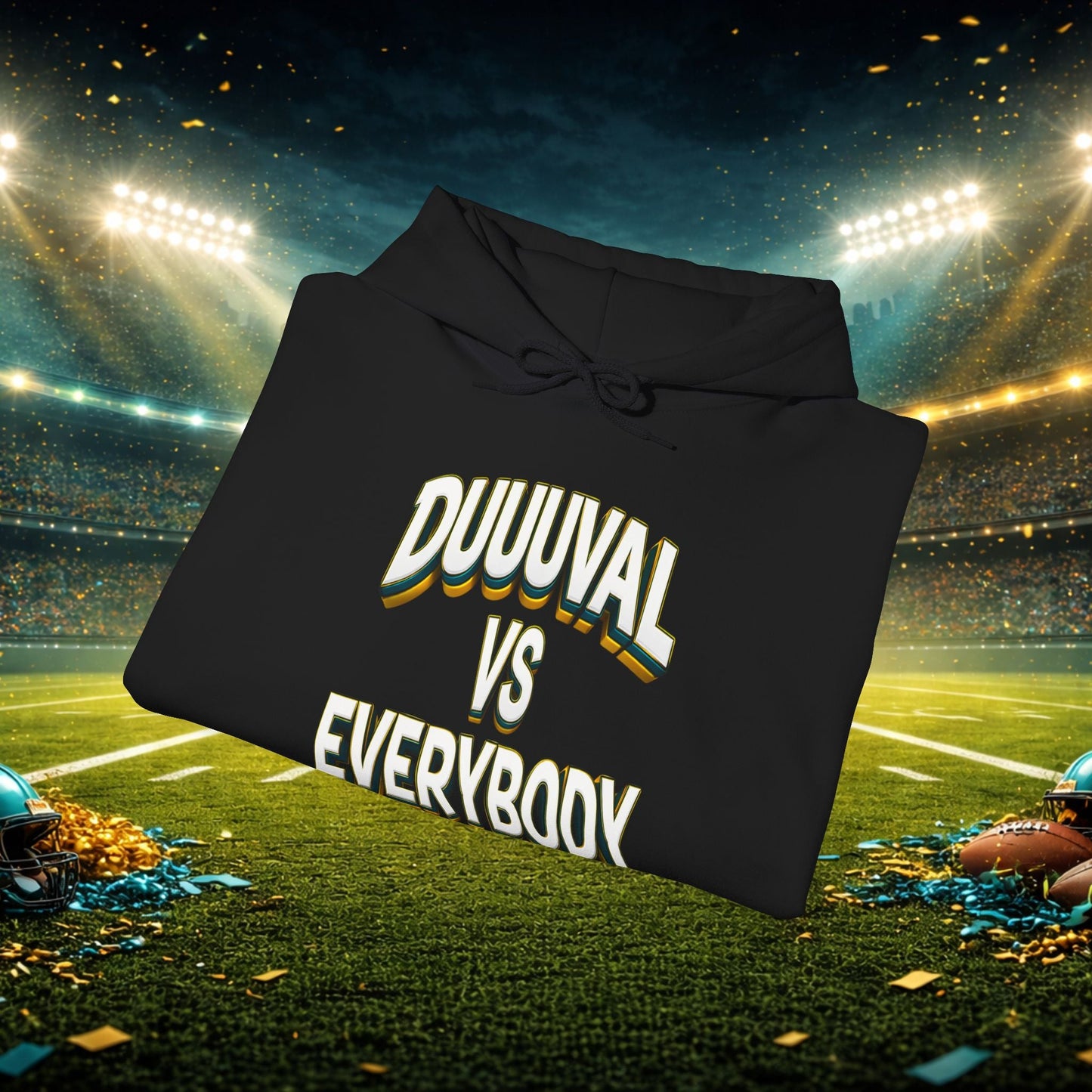 Defend The Bank Hoodie — "DUUUVAL vs EVERYBODY" Jacksonville Streetwear Hoodie Printify