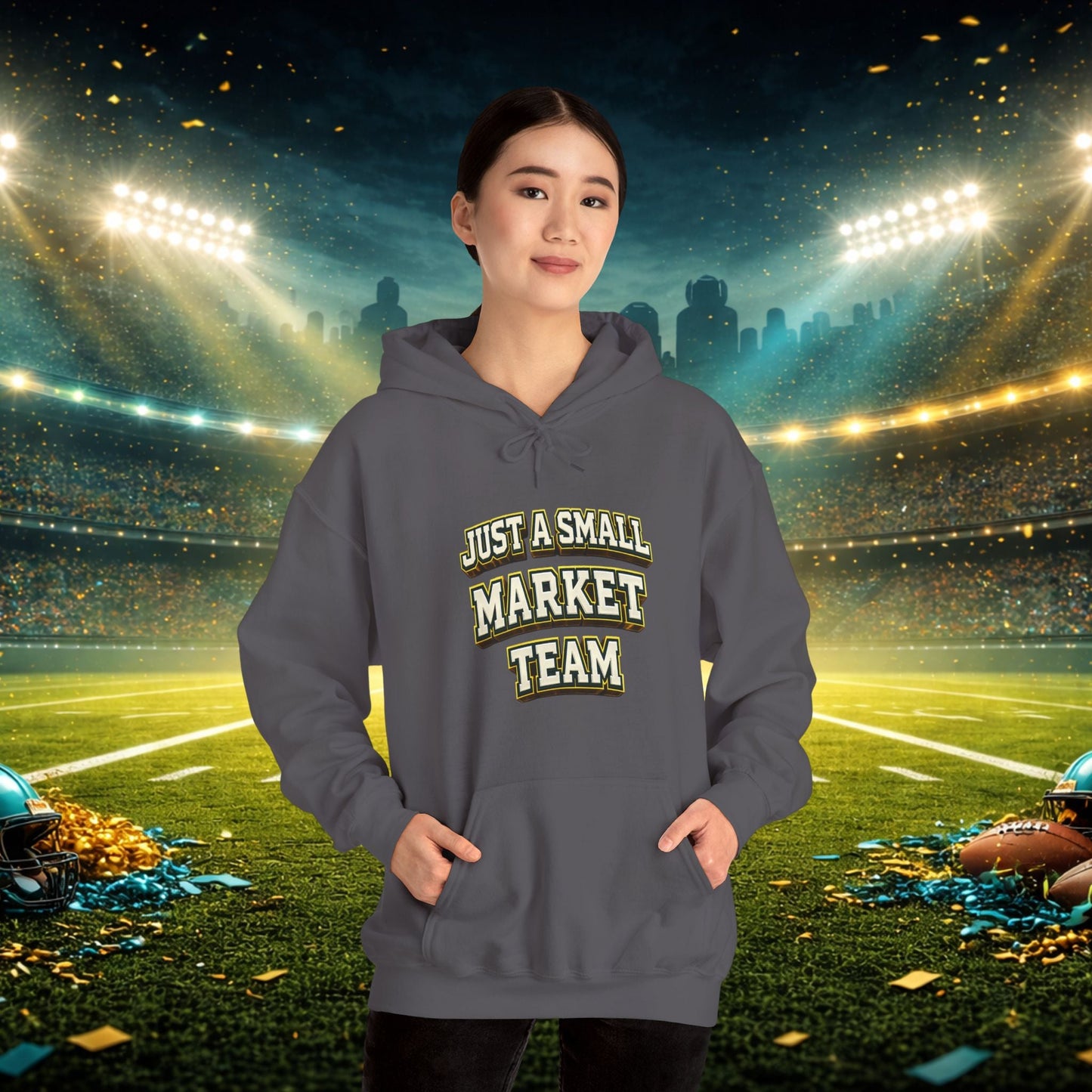 Big A Whoopin Hoodie — "Just a Small Market Team" Football Fan Sweatshirt Printify