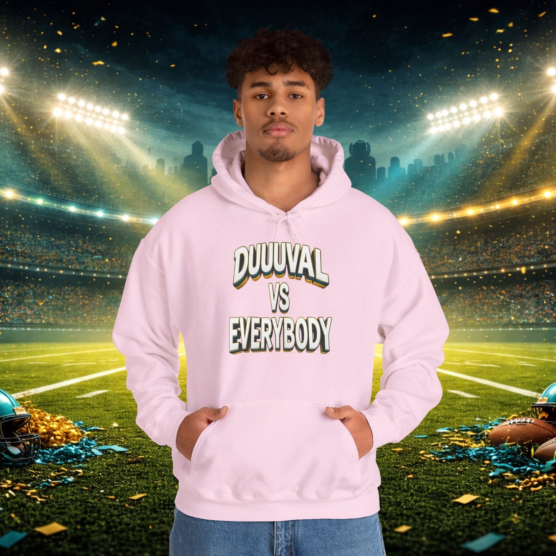 Defend The Bank Hoodie — "DUUUVAL vs EVERYBODY" Jacksonville Streetwear Hoodie Printify