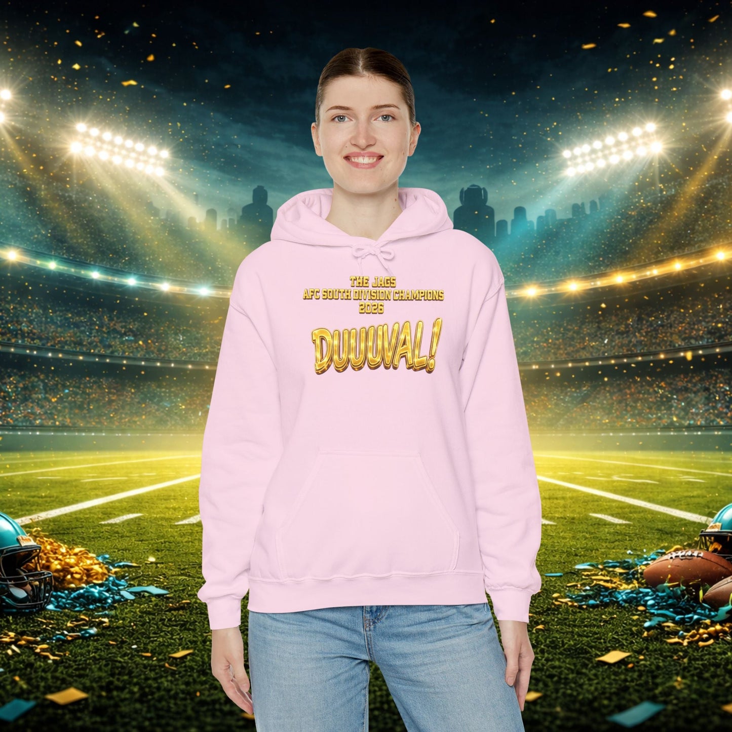 DUUUVAL Football Hoodie – "Locked In, Hunt Every Down" Team Pride Sweatshirt Printify