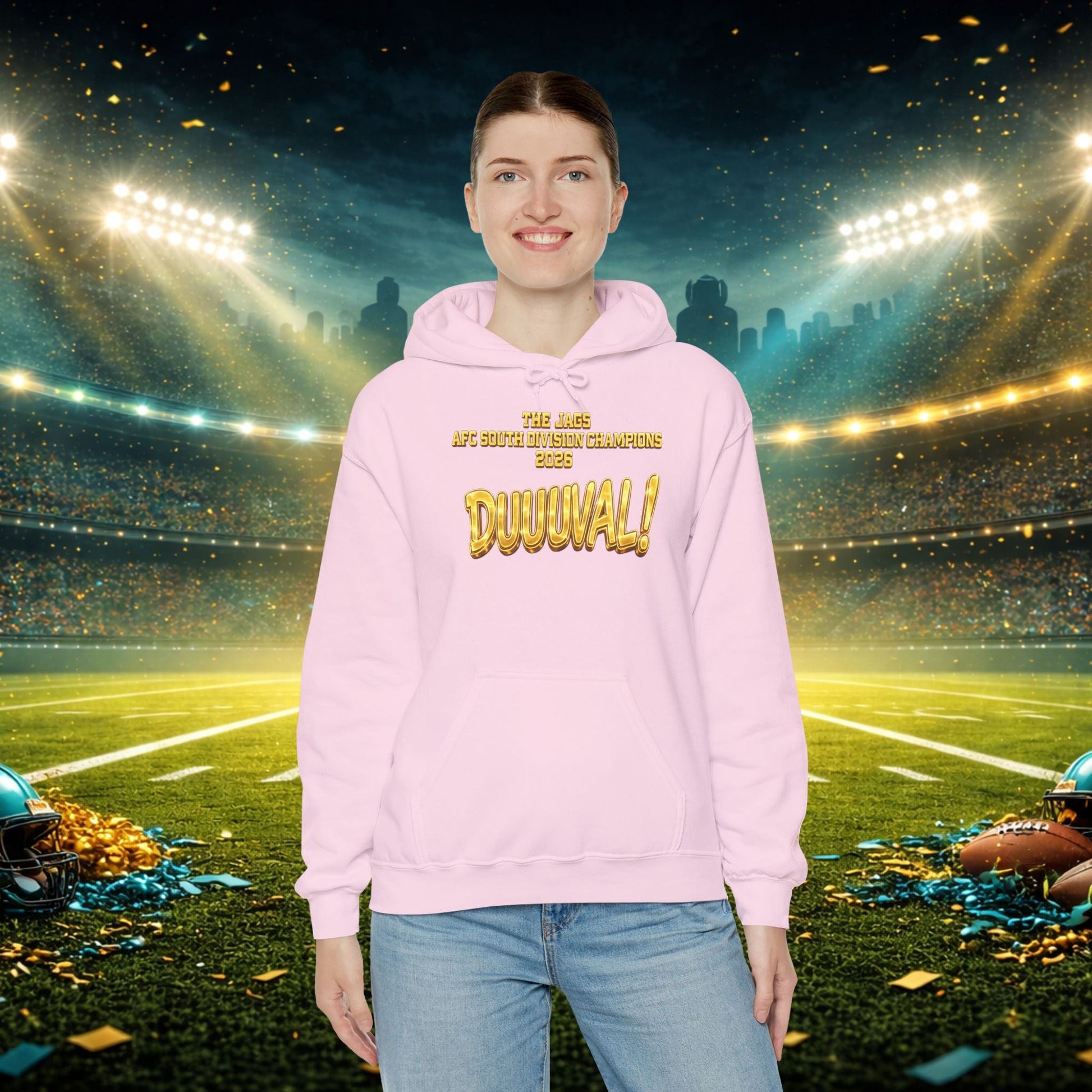 DUUUVAL Football Hoodie – "Locked In, Hunt Every Down" Team Pride Sweatshirt Printify