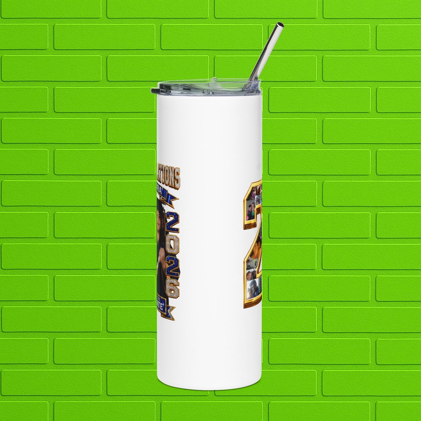 Graduation Photo 20oz Stainless Tumbler — Personalized 'Congratulations Graduate' Printify
