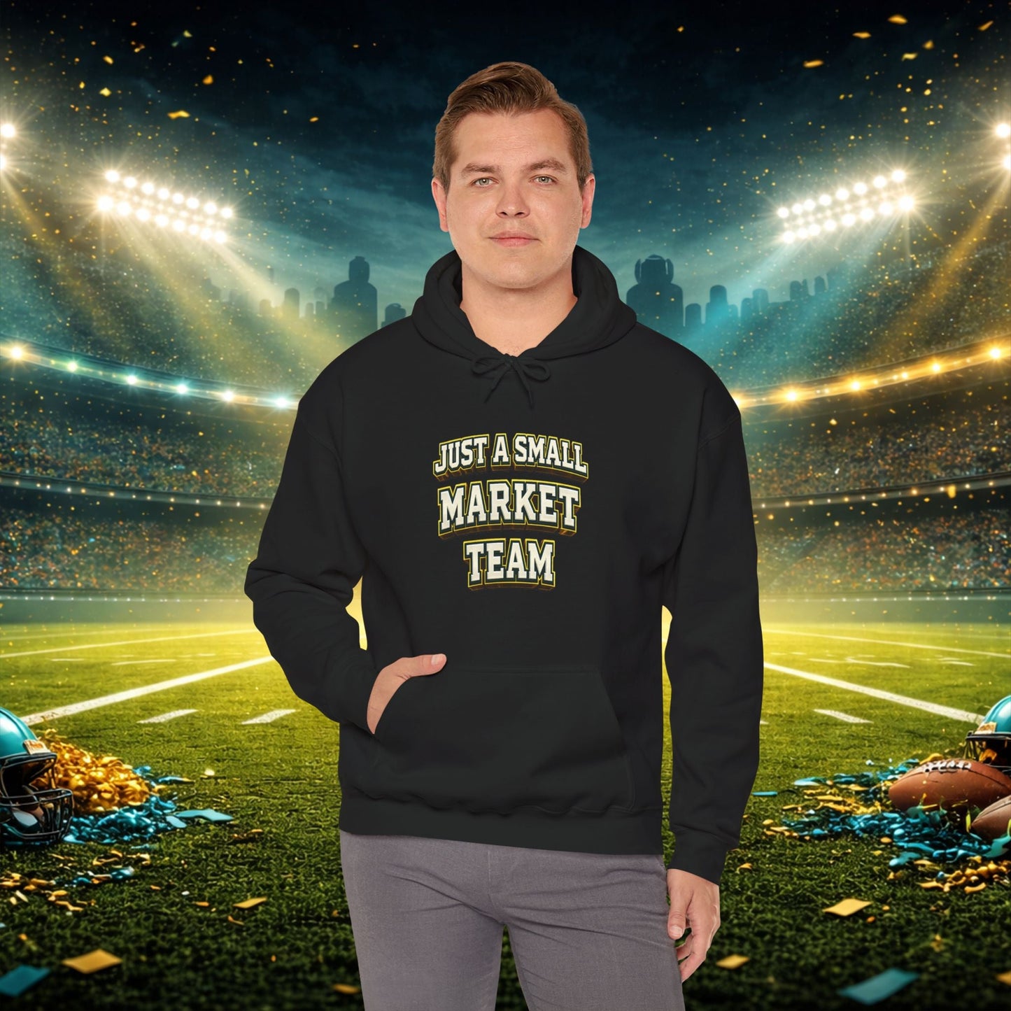 Big A Whoopin Hoodie — "Just a Small Market Team" Football Fan Sweatshirt Printify