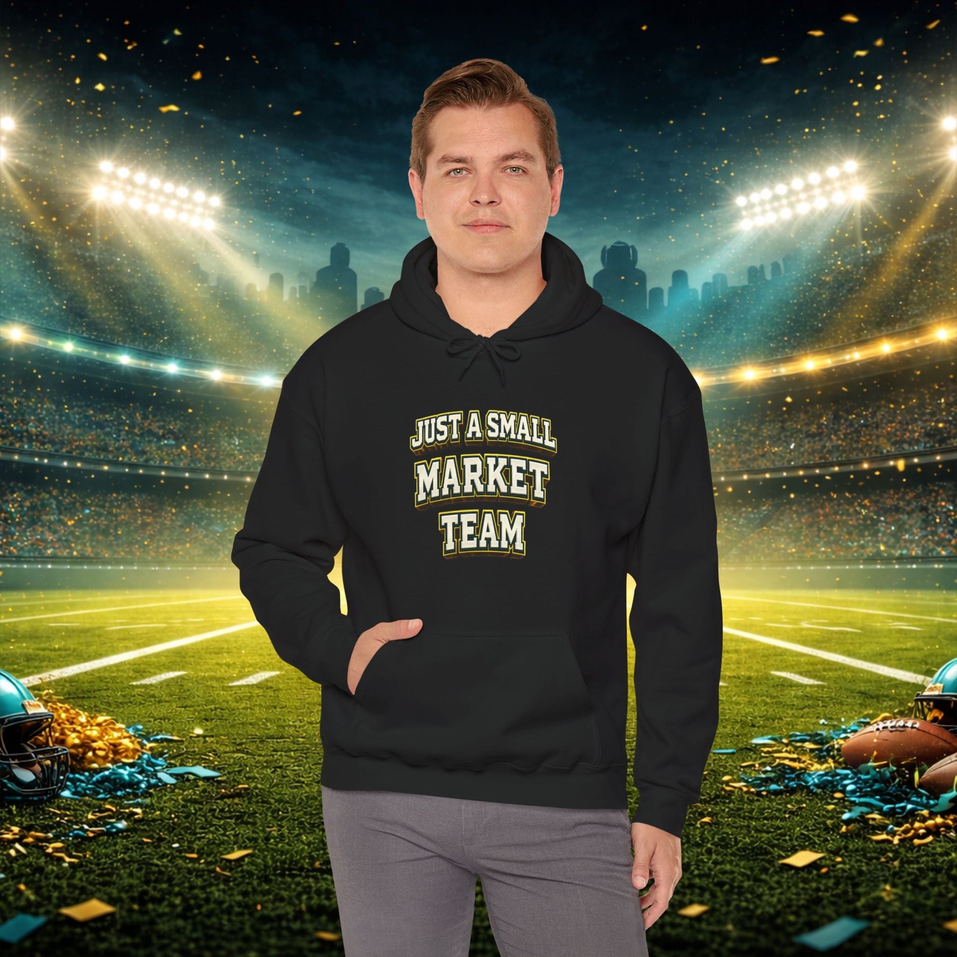Big A Whoopin Hoodie — "Just a Small Market Team" Football Fan Sweatshirt Printify