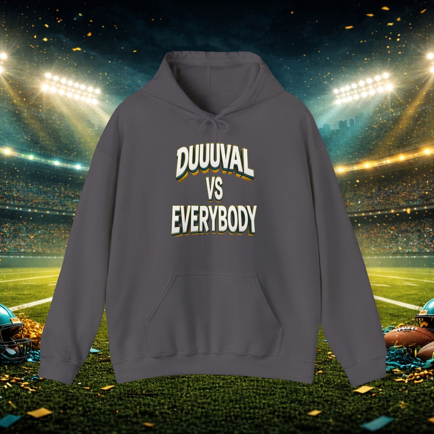 Defend The Bank Hoodie — "DUUUVAL vs EVERYBODY" Jacksonville Streetwear Hoodie Printify