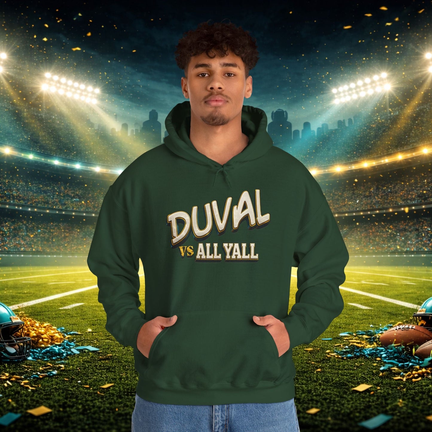 Duval vs All Y’all Hoodie — "Playoff Mode: Locked In" Football Fan Sweatshirt Printify