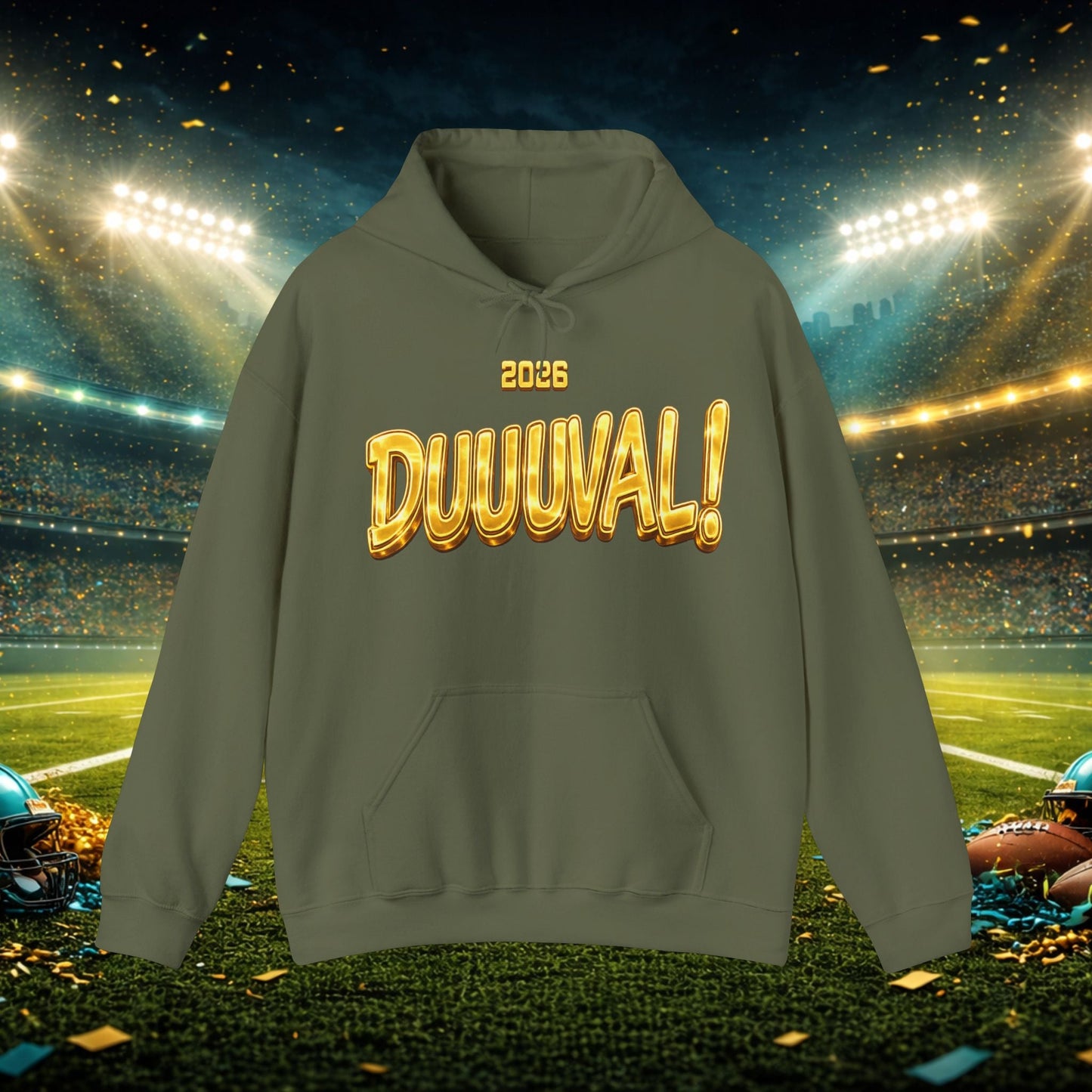 DUUUVAL Football Hoodie – "Locked In, Hunt Every Down" Team Pride Sweatshirt Printify