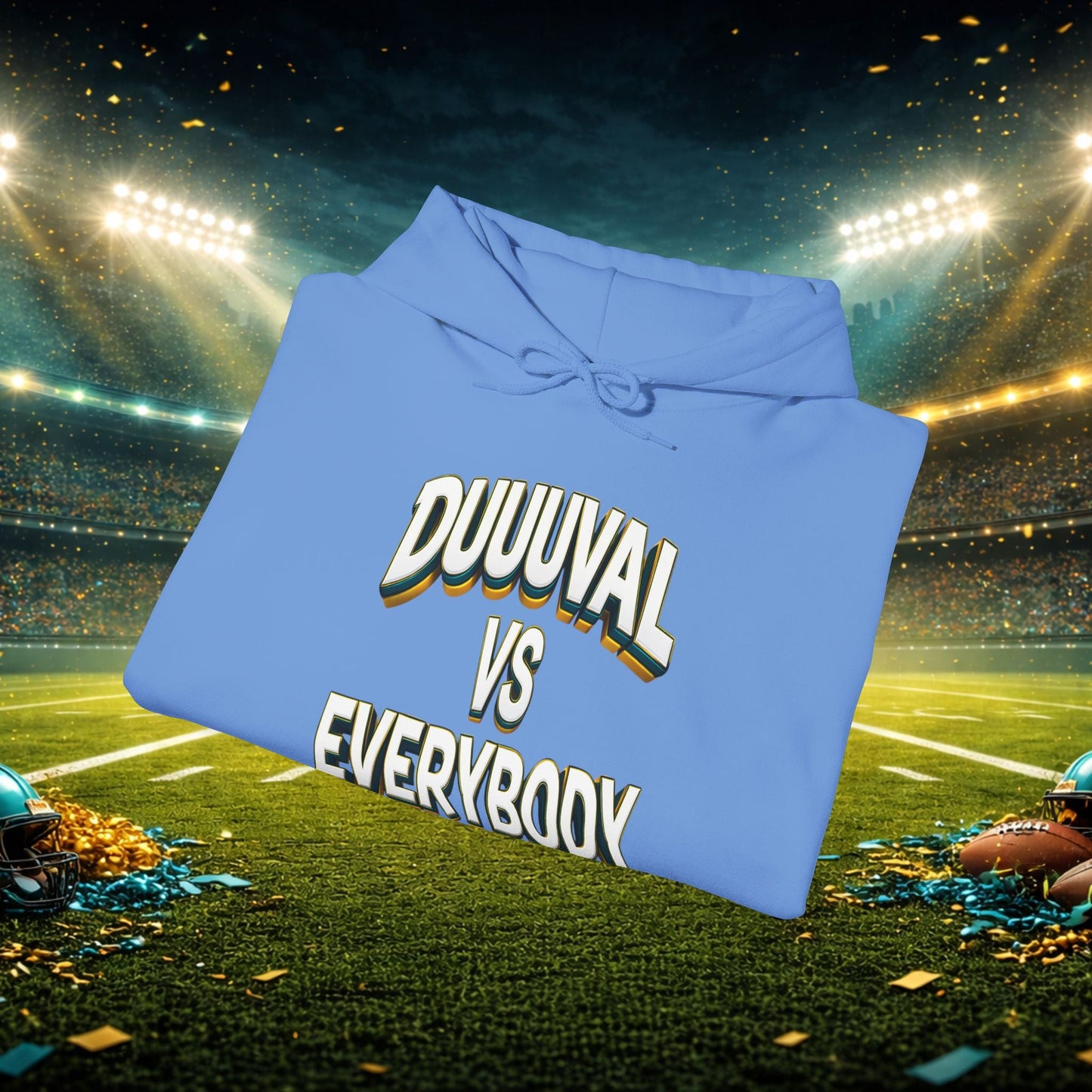 Defend The Bank Hoodie — "DUUUVAL vs EVERYBODY" Jacksonville Streetwear Hoodie Printify