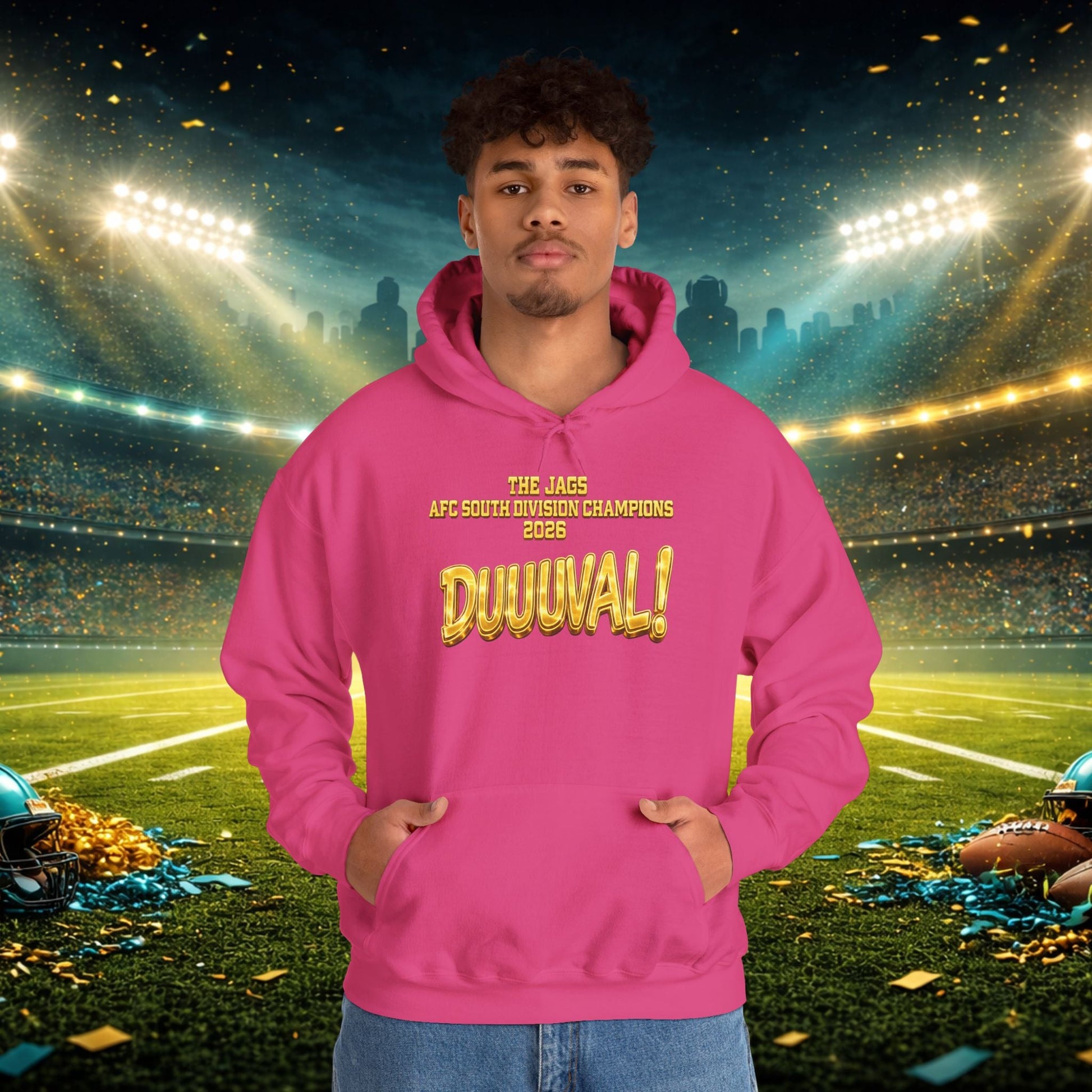 DUUUVAL Football Hoodie – "Locked In, Hunt Every Down" Team Pride Sweatshirt Printify