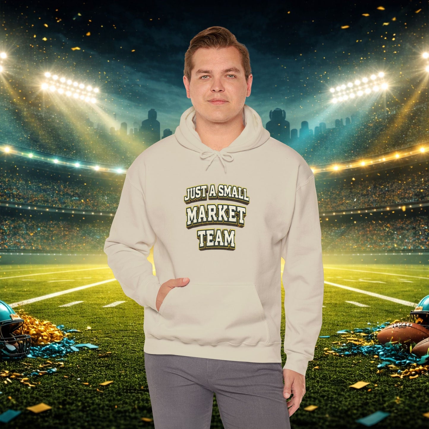 Big A Whoopin Hoodie — "Just a Small Market Team" Football Fan Sweatshirt Printify