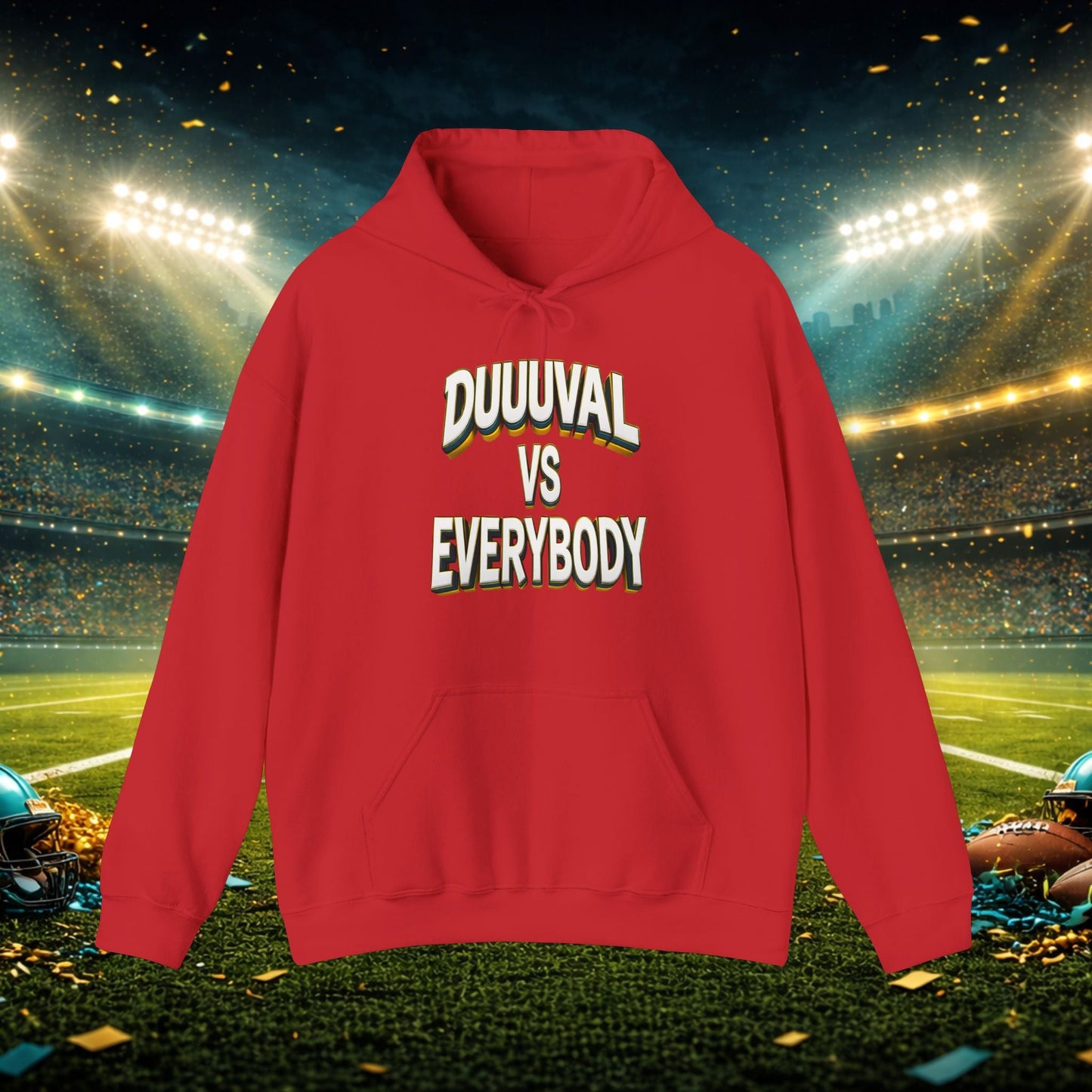 Defend The Bank Hoodie — "DUUUVAL vs EVERYBODY" Jacksonville Streetwear Hoodie Printify
