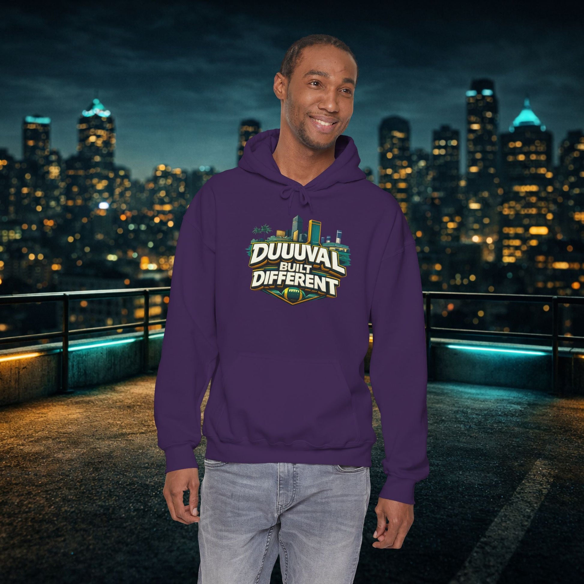 Duuuval Built Different / Defend The Bank Hoodie — Jacksonville Pride Graphic Hoodie Printify