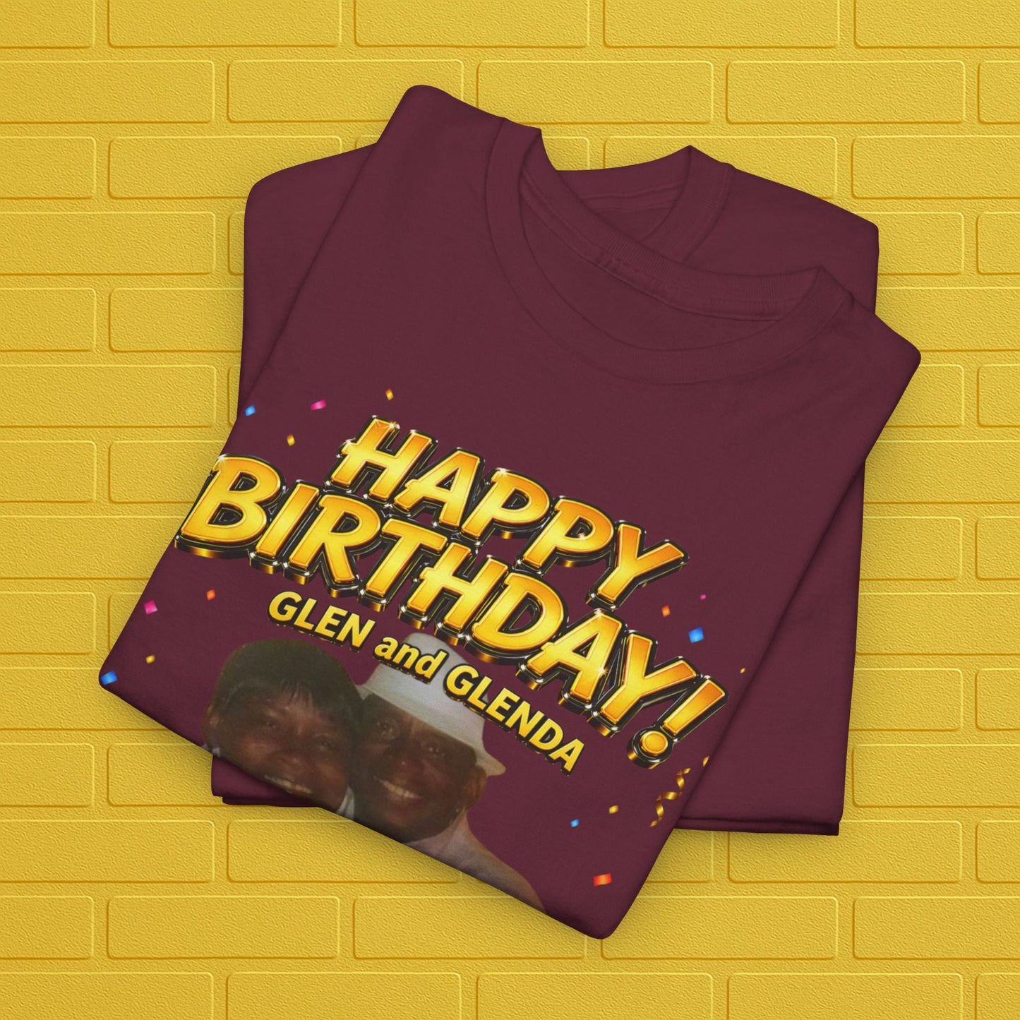 Birthday Tee — "Happy Birthday GLEN & GLENDA”! June 25 2026" with Ecclesiastes 4:9–10 Back Printify