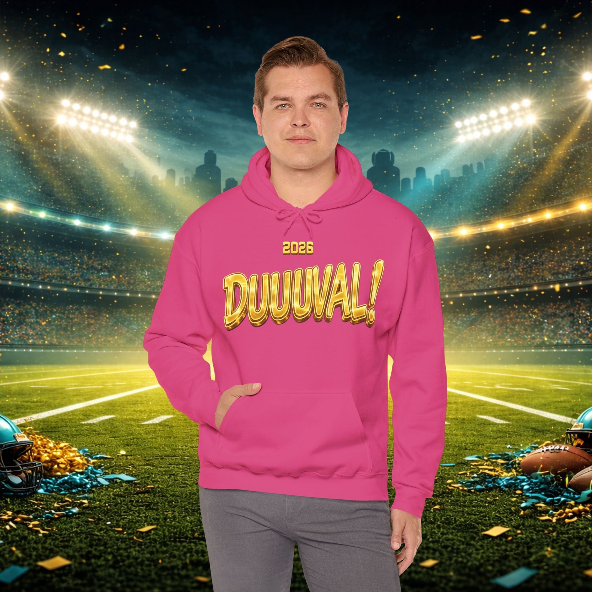 DUUUVAL Football Hoodie – "Locked In, Hunt Every Down" Team Pride Sweatshirt Printify