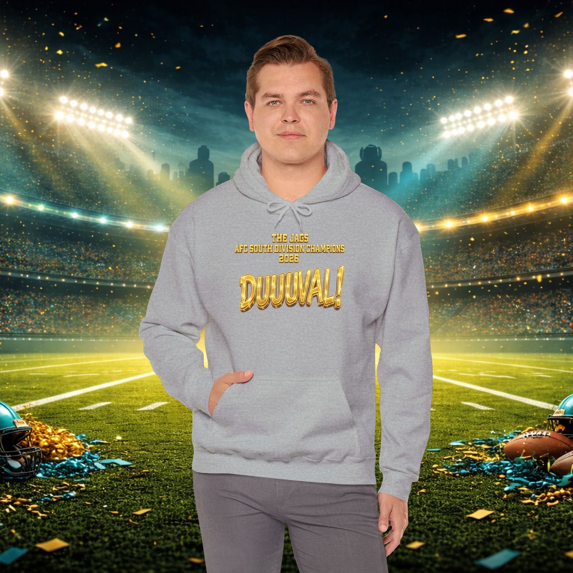 DUUUVAL Football Hoodie – "Locked In, Hunt Every Down" Team Pride Sweatshirt Printify