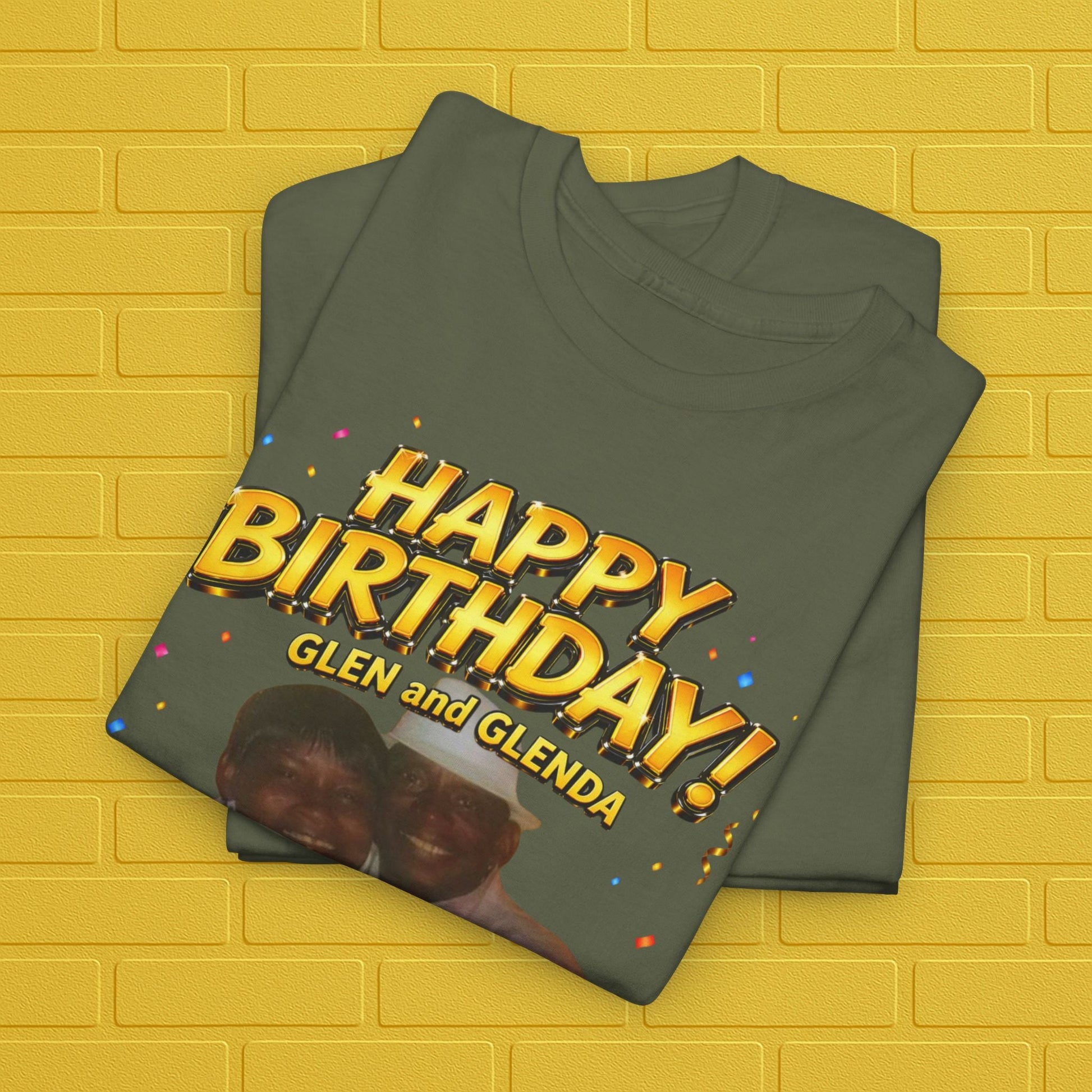 Birthday Tee — "Happy Birthday GLEN & GLENDA”! June 25 2026" with Ecclesiastes 4:9–10 Back Printify