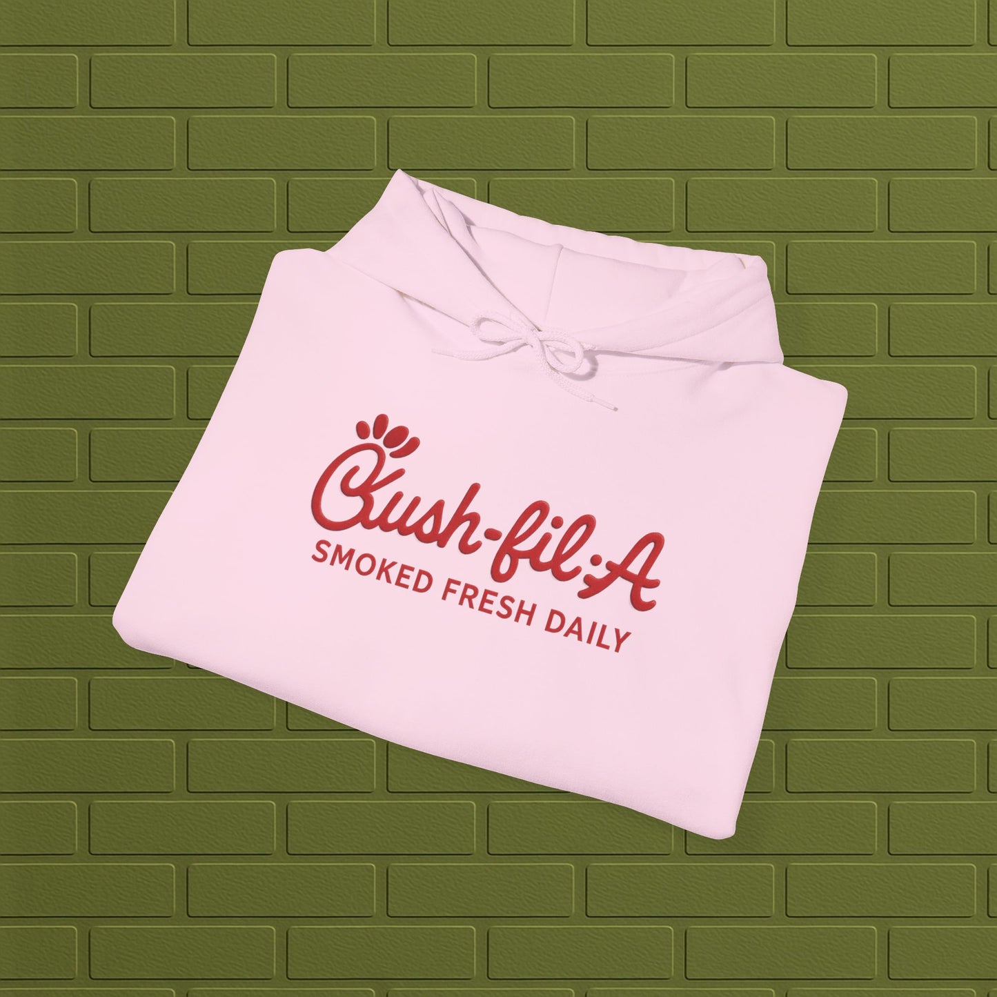 Cush-fil-A Chill Vibes Hoodie | Funny Cannabis Sweatshirt | Cozy Foodie Hoodie | Unisex Stoner Apparel | Gift for Weed Lovers