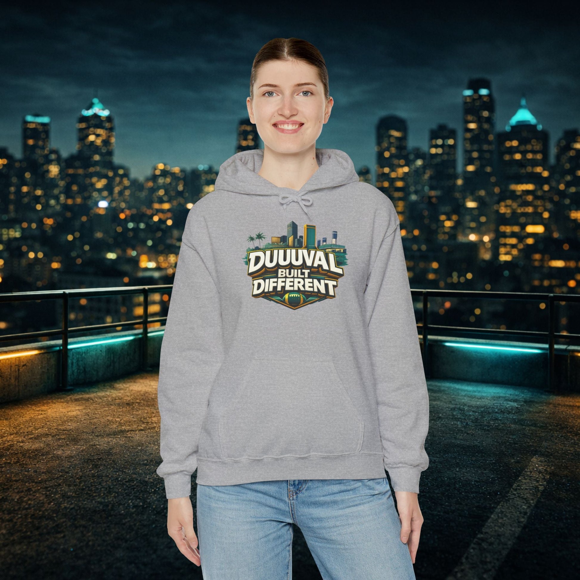 Duuuval Built Different / Defend The Bank Hoodie — Jacksonville Pride Graphic Hoodie Printify