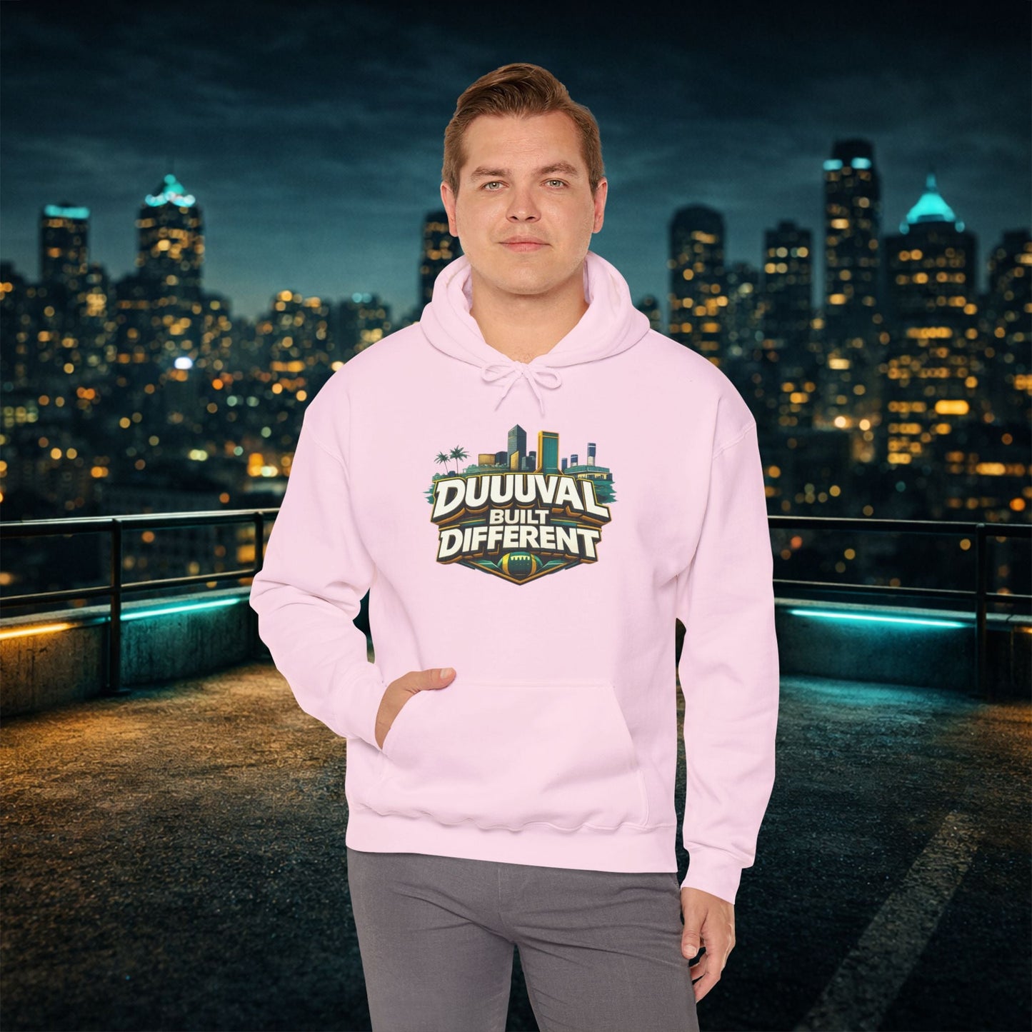 Duuuval Built Different / Defend The Bank Hoodie — Jacksonville Pride Graphic Hoodie Printify