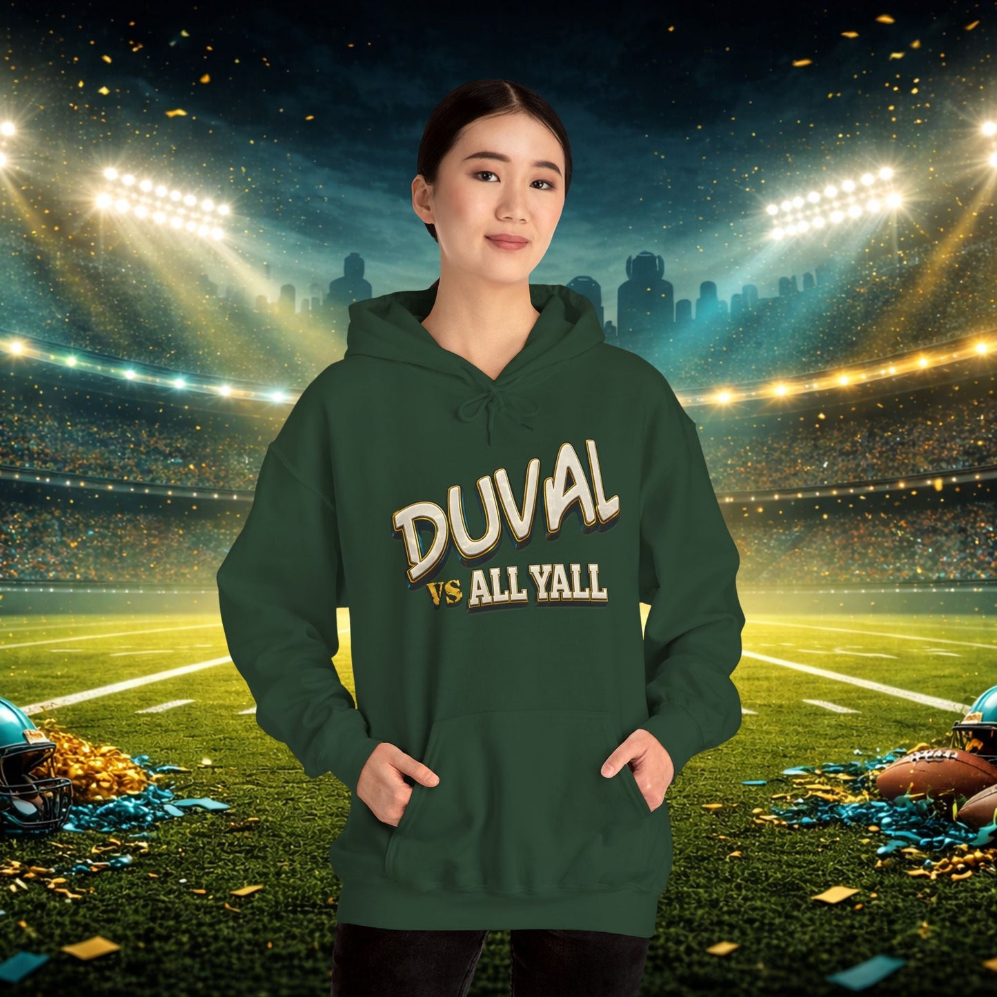 Duval vs All Y’all Hoodie — "Playoff Mode: Locked In" Football Fan Sweatshirt Printify