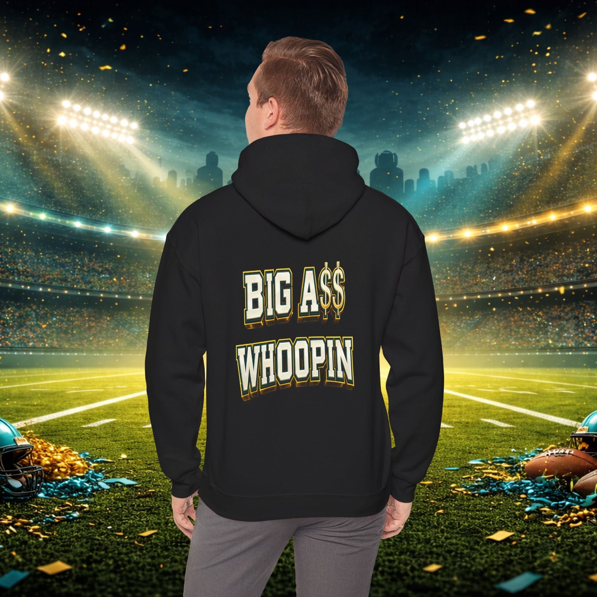 Big A Whoopin Hoodie — "Just a Small Market Team" Football Fan Sweatshirt Printify