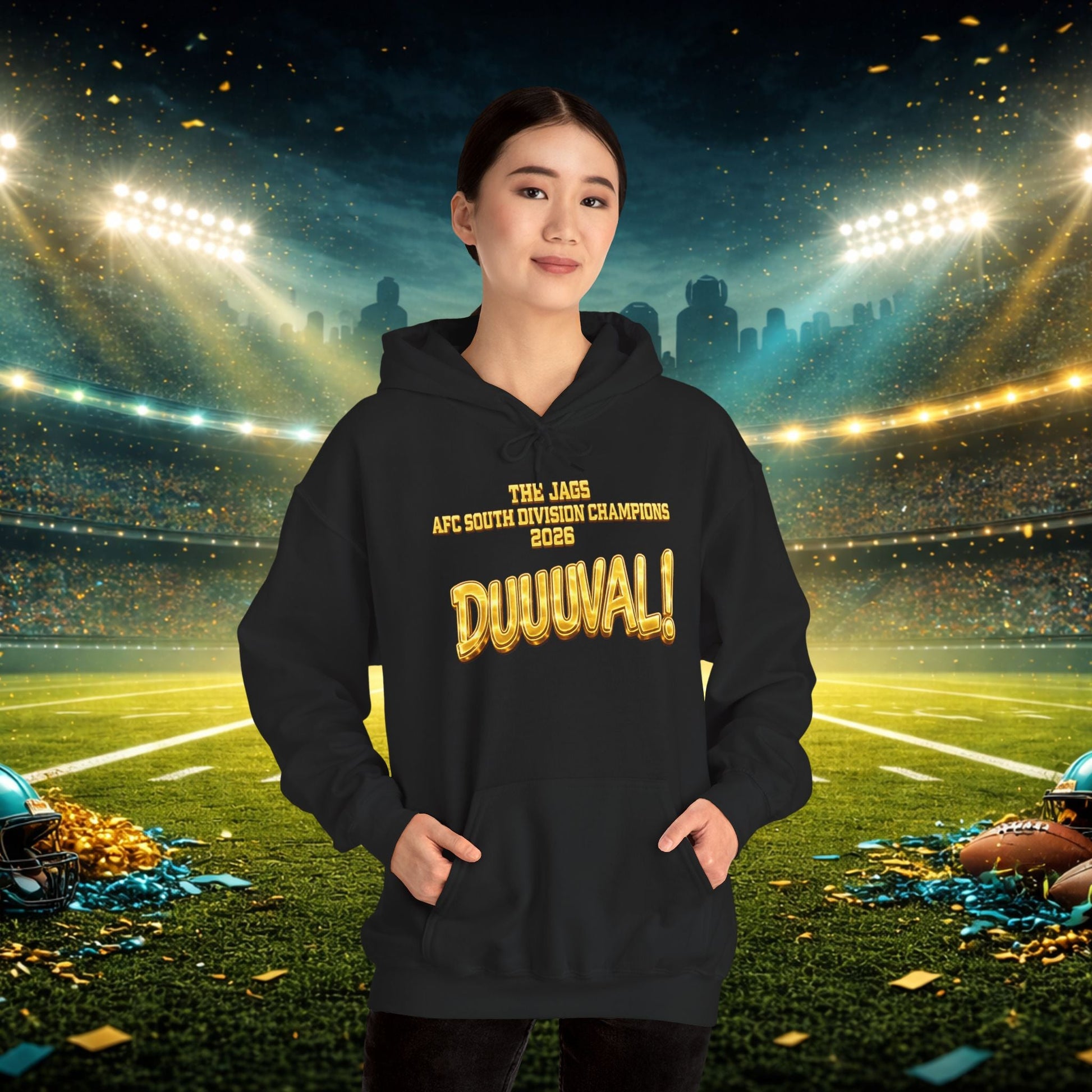 DUUUVAL Football Hoodie – "Locked In, Hunt Every Down" Team Pride Sweatshirt Printify