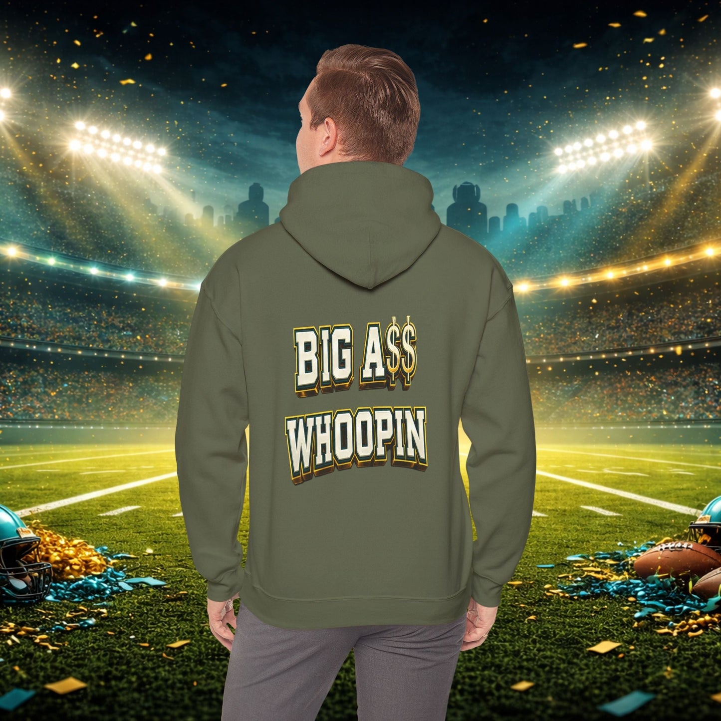 Big A Whoopin Hoodie — "Just a Small Market Team" Football Fan Sweatshirt Printify