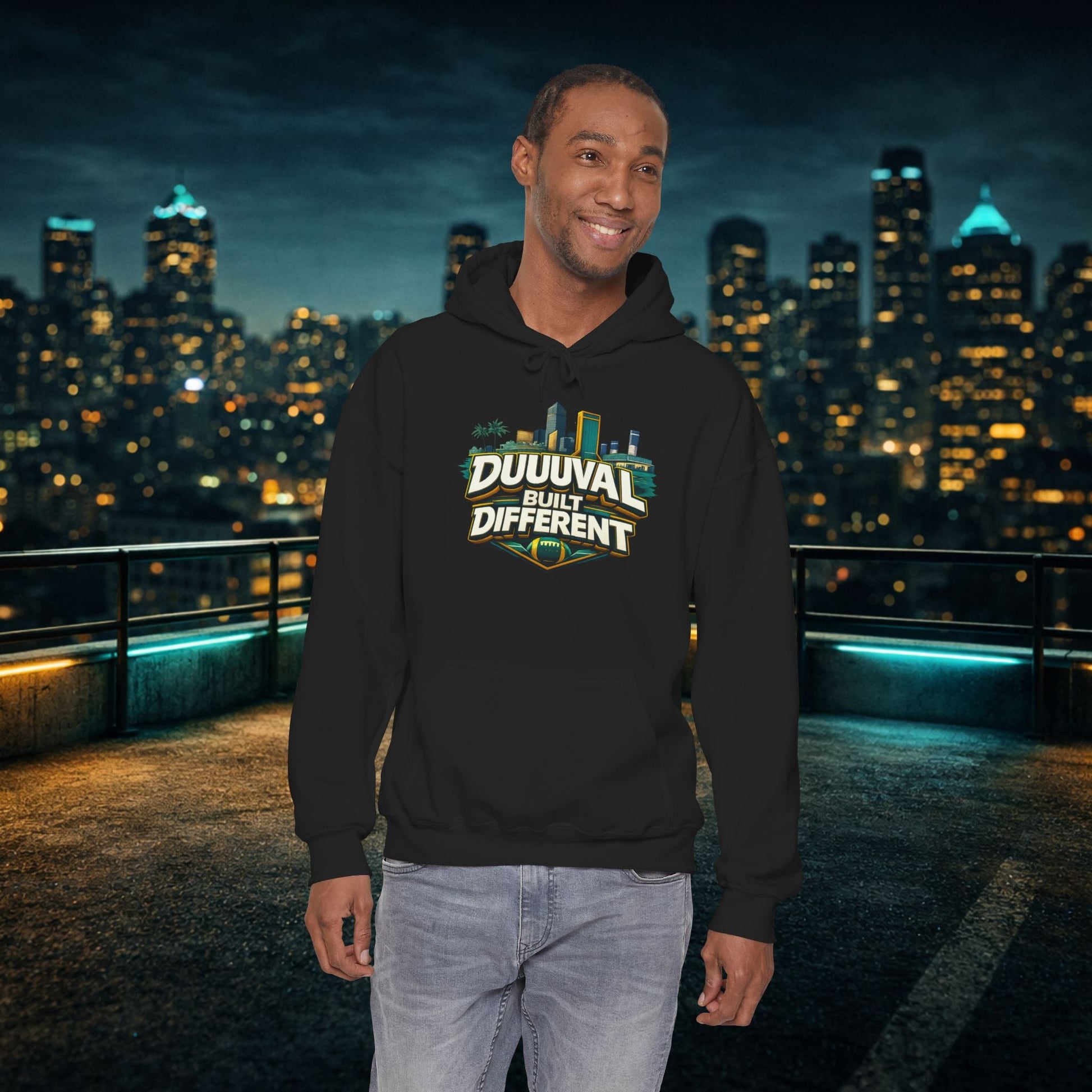 Duuuval Built Different / Defend The Bank Hoodie — Jacksonville Pride Graphic Hoodie Printify