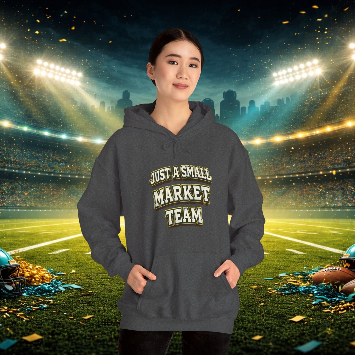 Big A Whoopin Hoodie — "Just a Small Market Team" Football Fan Sweatshirt Printify