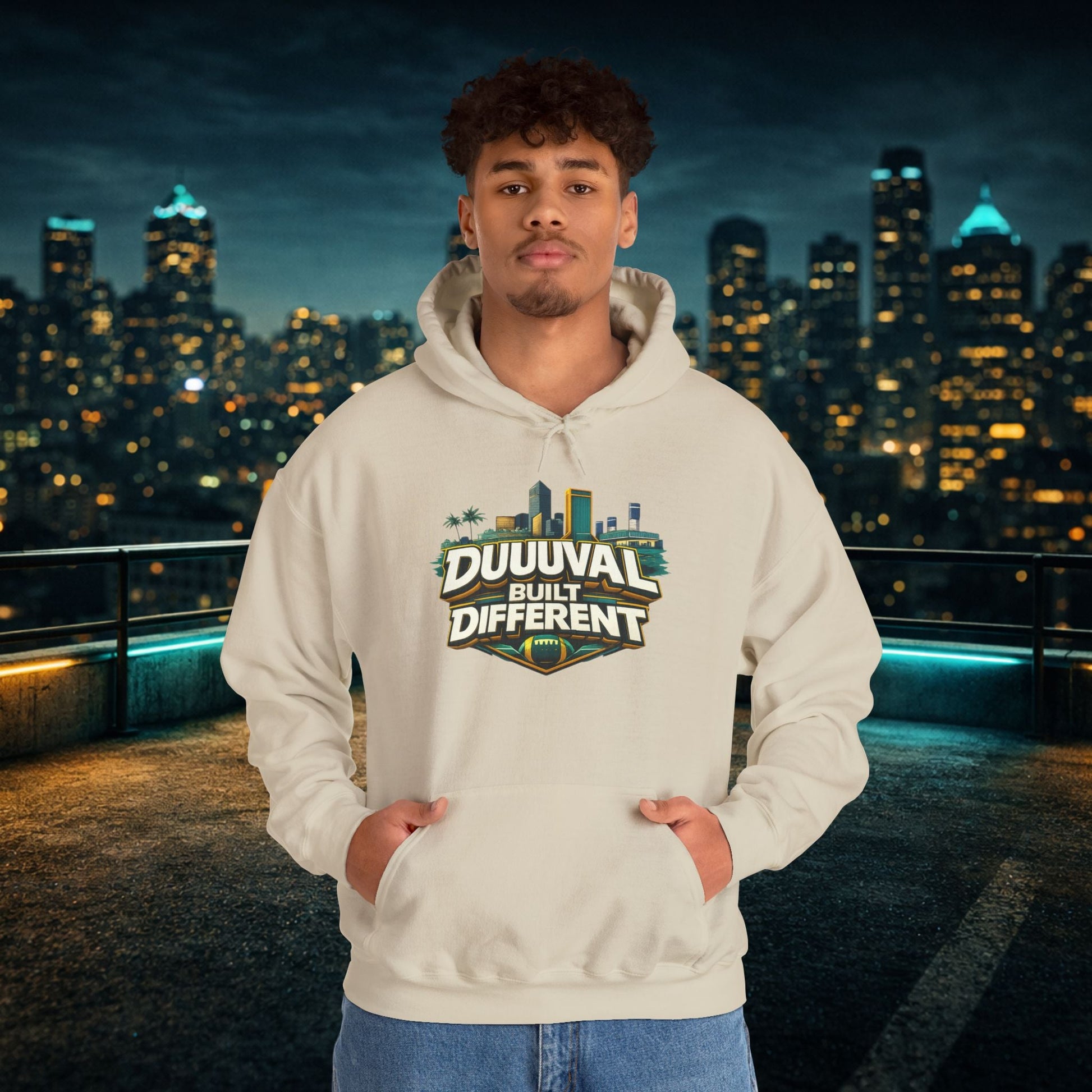 Duuuval Built Different / Defend The Bank Hoodie — Jacksonville Pride Graphic Hoodie Printify
