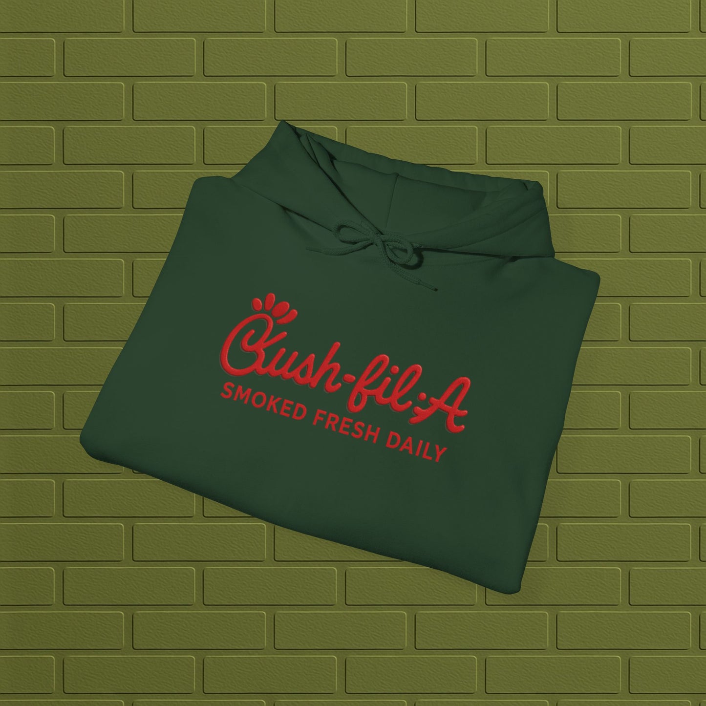 Cush-fil-A Chill Vibes Hoodie | Funny Cannabis Sweatshirt | Cozy Foodie Hoodie | Unisex Stoner Apparel | Gift for Weed Lovers