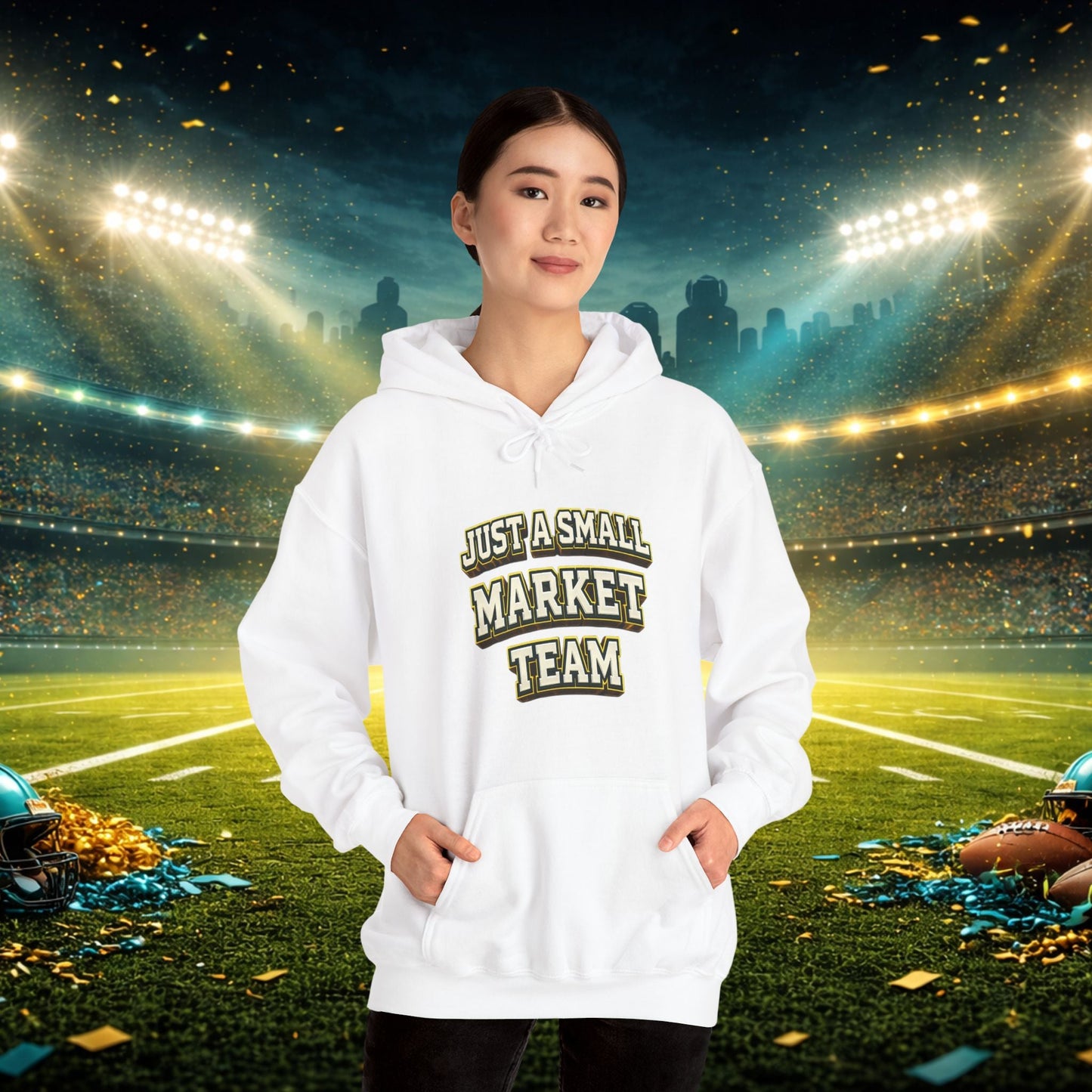 Big A Whoopin Hoodie — "Just a Small Market Team" Football Fan Sweatshirt Printify
