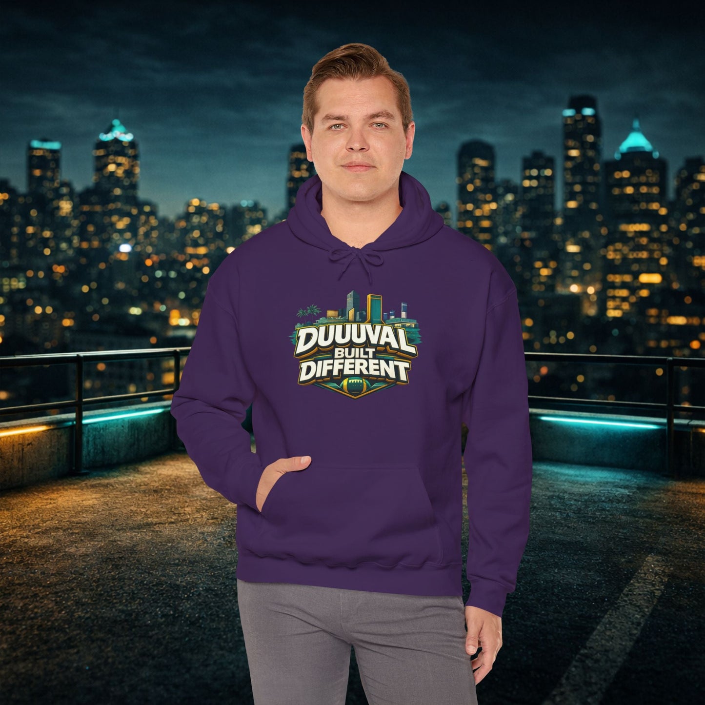 Duuuval Built Different / Defend The Bank Hoodie — Jacksonville Pride Graphic Hoodie Printify