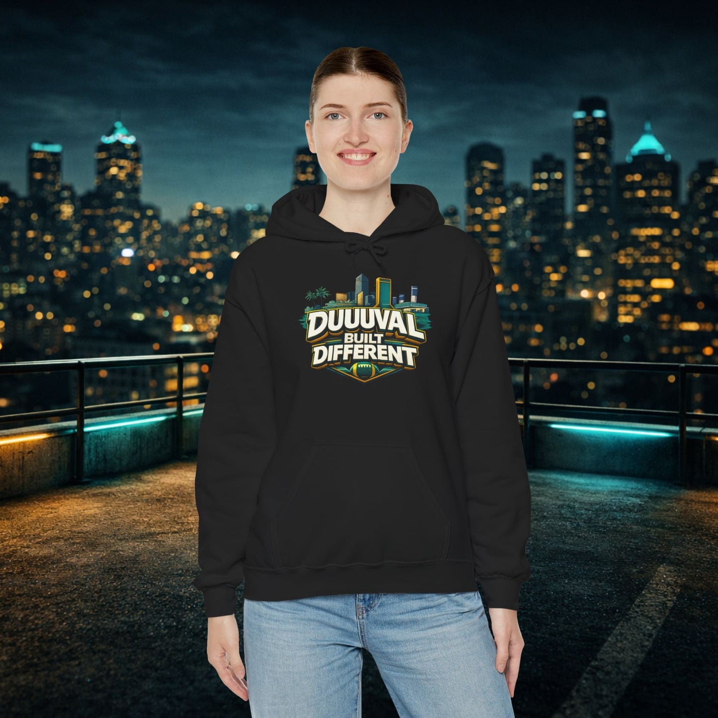 Duuuval Built Different / Defend The Bank Hoodie — Jacksonville Pride Graphic Hoodie Printify