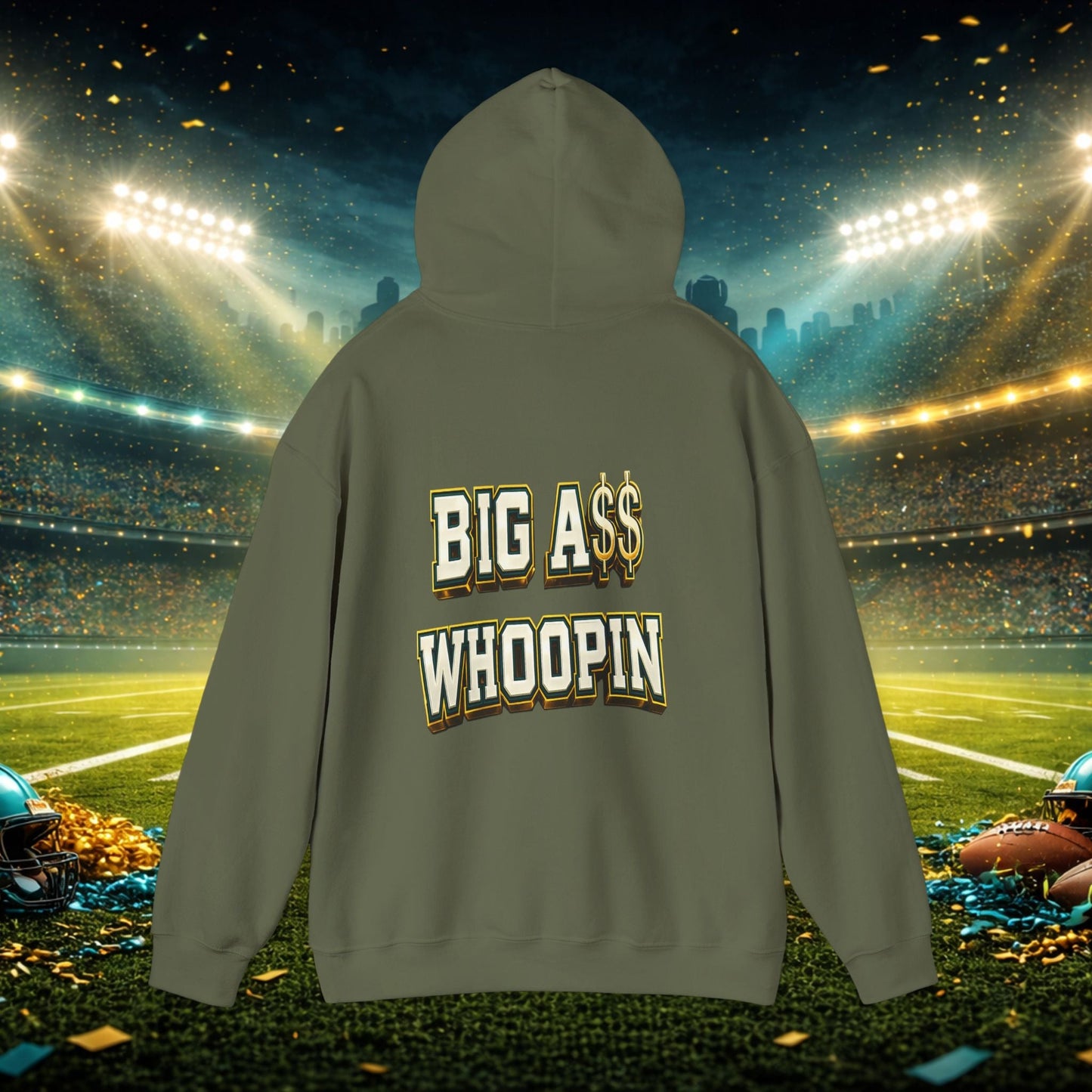 Big A Whoopin Hoodie — "Just a Small Market Team" Football Fan Sweatshirt Printify