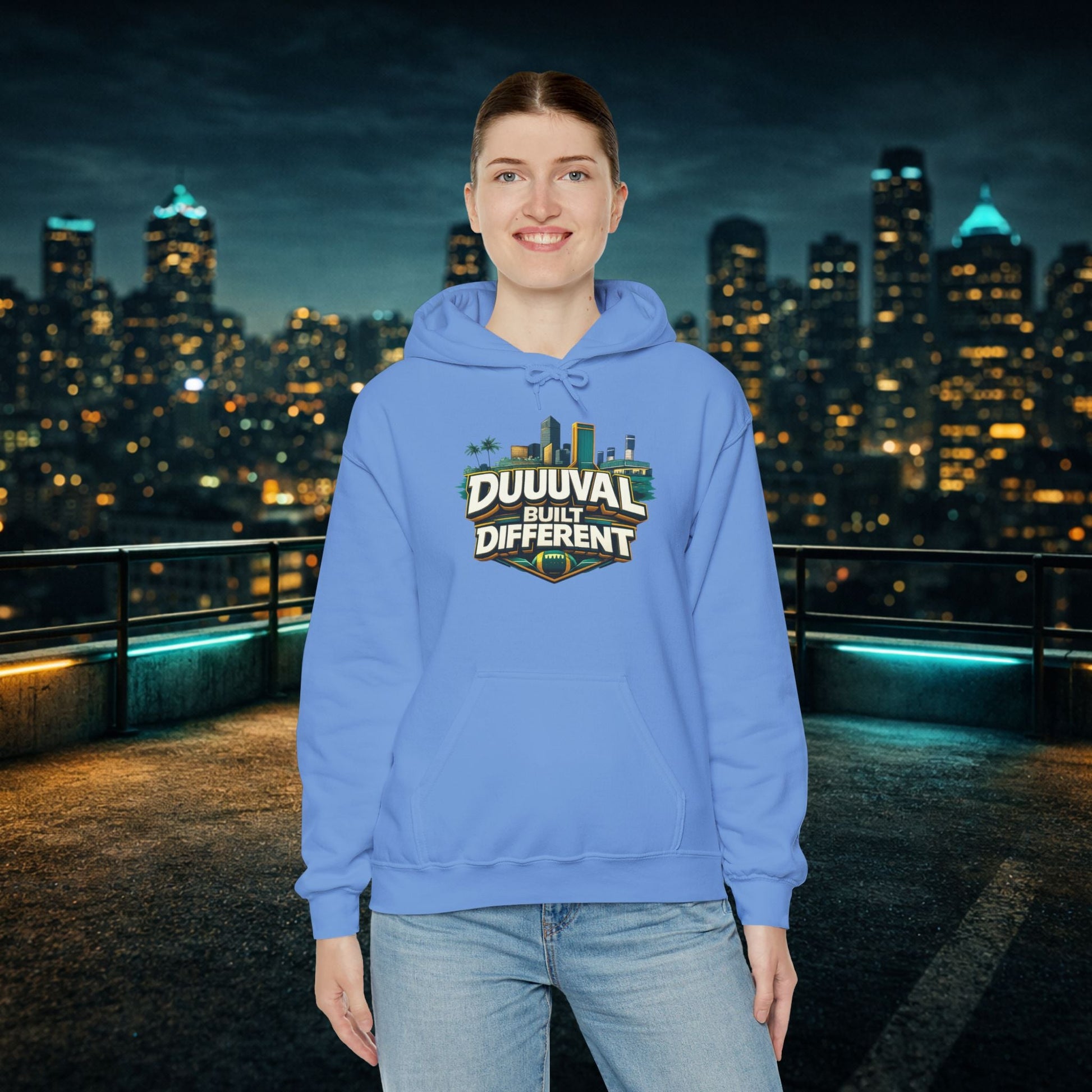 Duuuval Built Different / Defend The Bank Hoodie — Jacksonville Pride Graphic Hoodie Printify