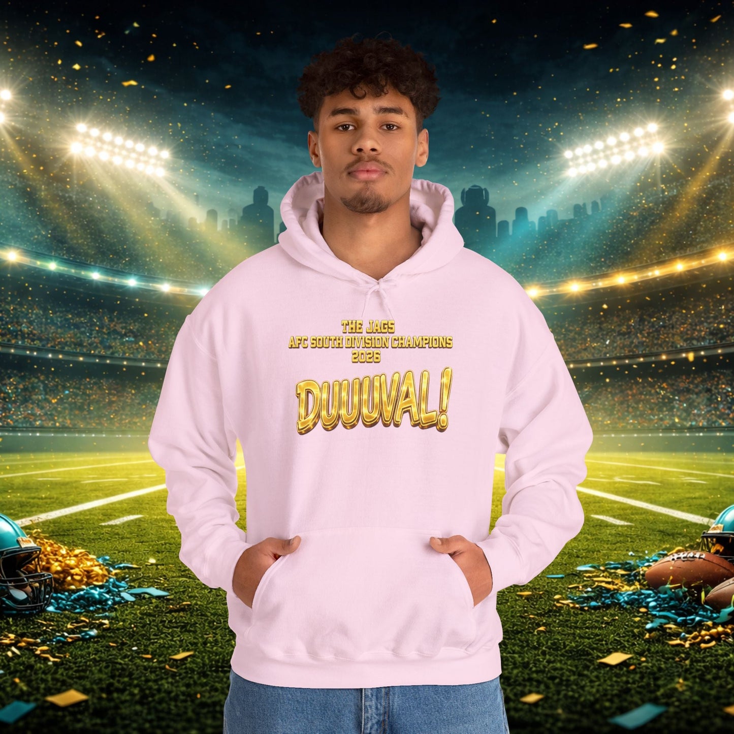 DUUUVAL Football Hoodie – "Locked In, Hunt Every Down" Team Pride Sweatshirt Printify
