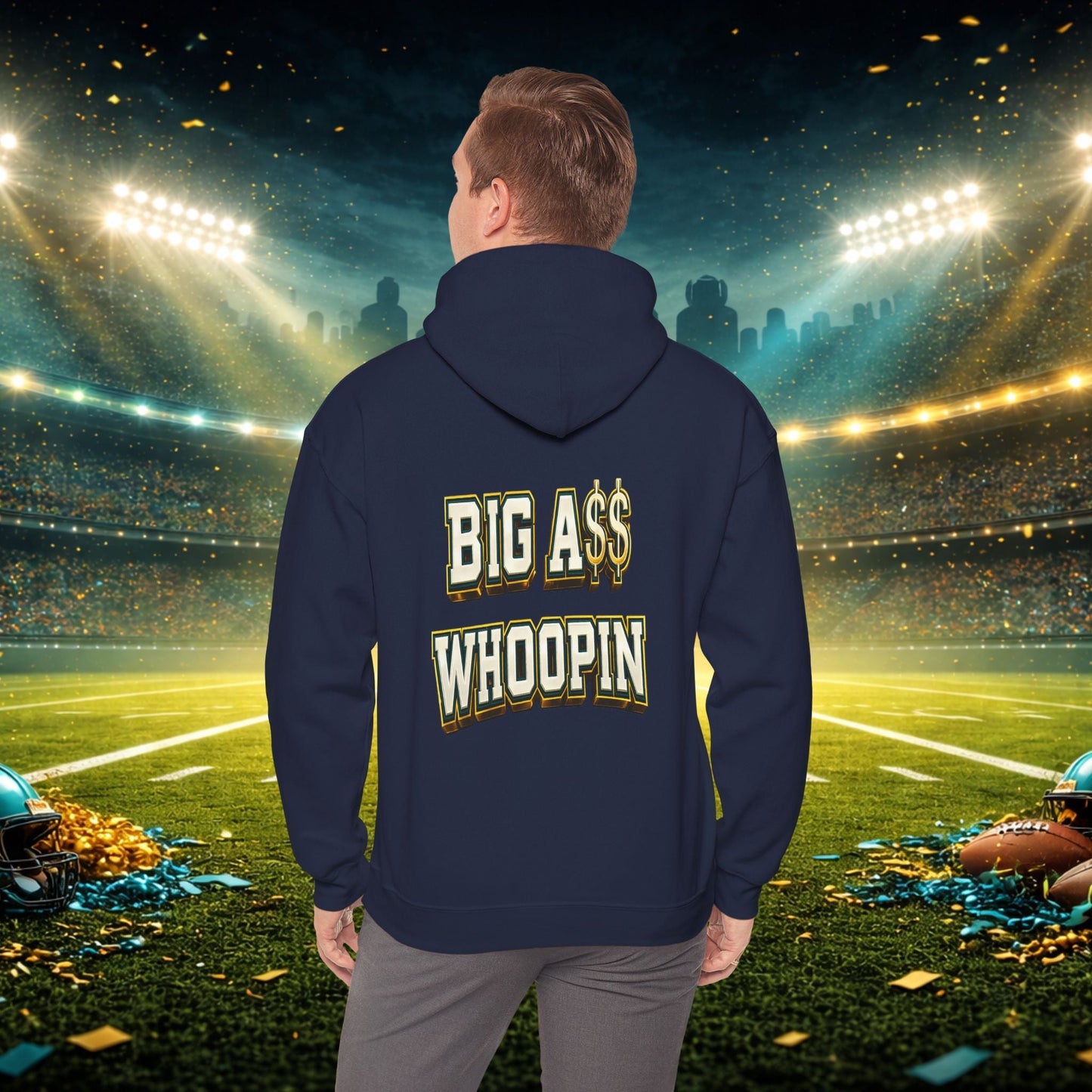 Big A Whoopin Hoodie — "Just a Small Market Team" Football Fan Sweatshirt Printify
