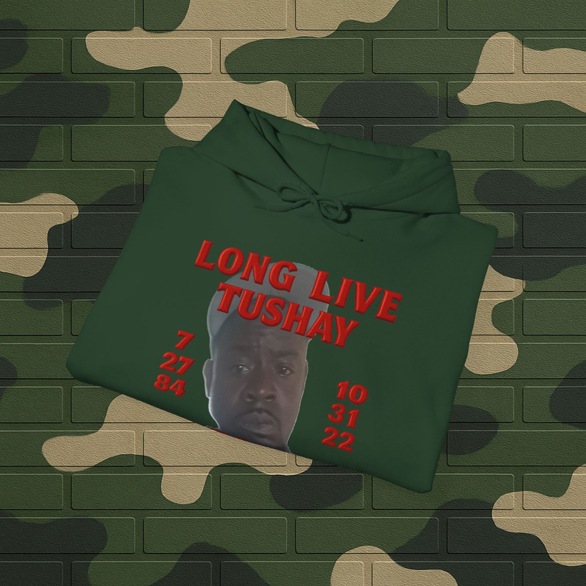 Hoodie — "Long Live Tushay" Memorial Hoodie with Lord's Prayer Back Printify