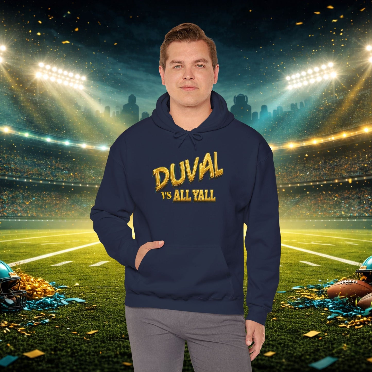 Duval vs All Y’all Hoodie — "Playoff Mode: Locked In" Football Fan Sweatshirt Printify