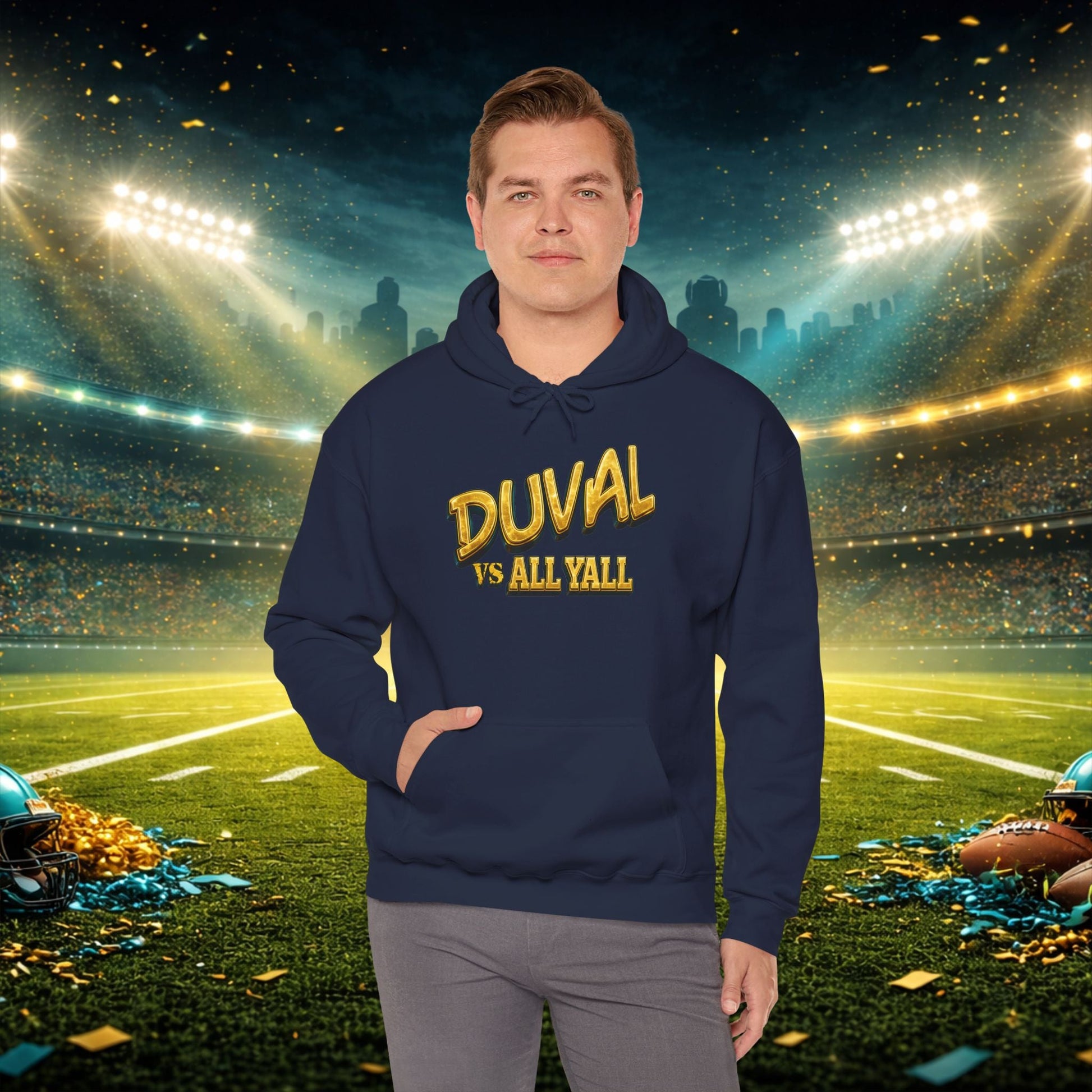 Duval vs All Y’all Hoodie — "Playoff Mode: Locked In" Football Fan Sweatshirt Printify