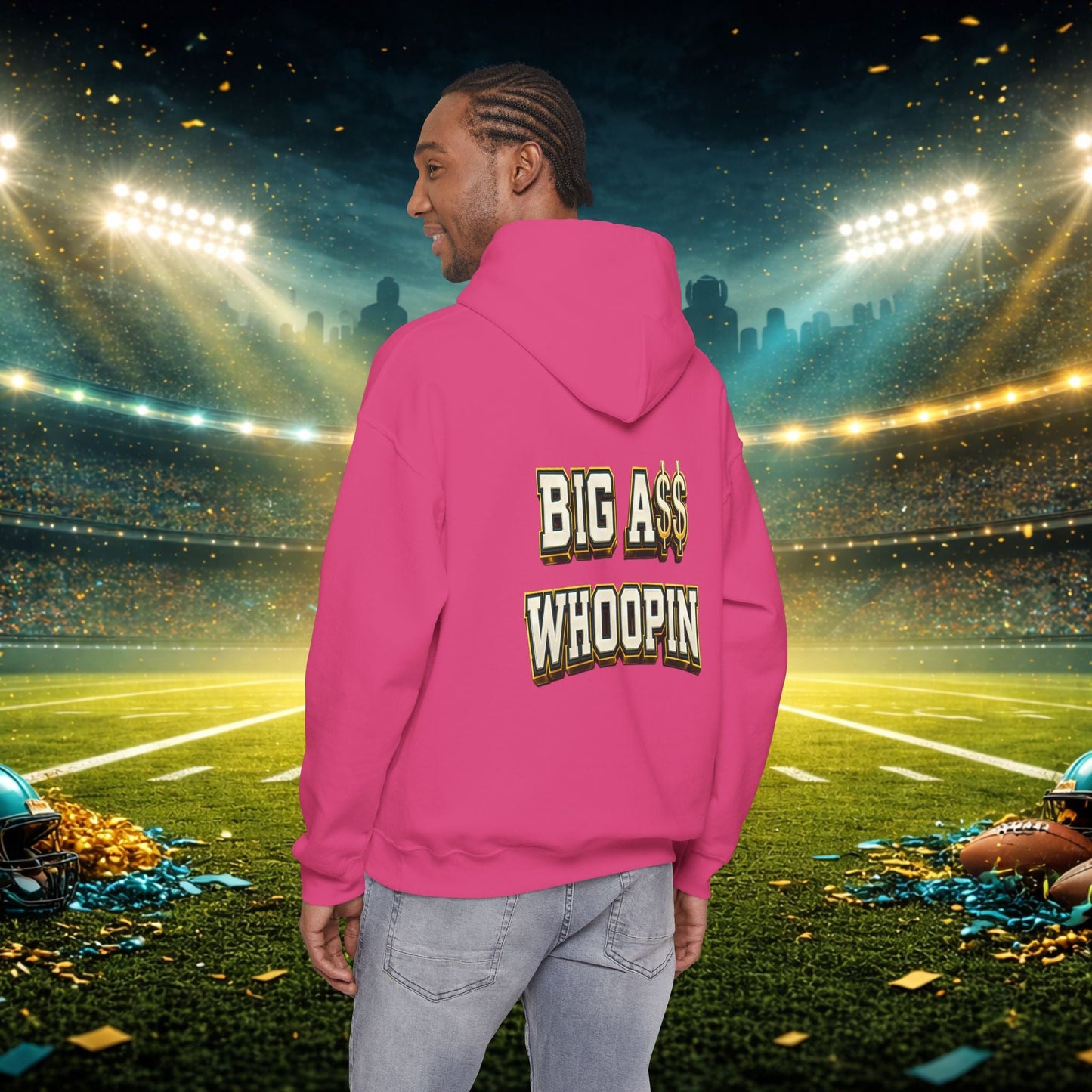 Big A Whoopin Hoodie — "Just a Small Market Team" Football Fan Sweatshirt Printify