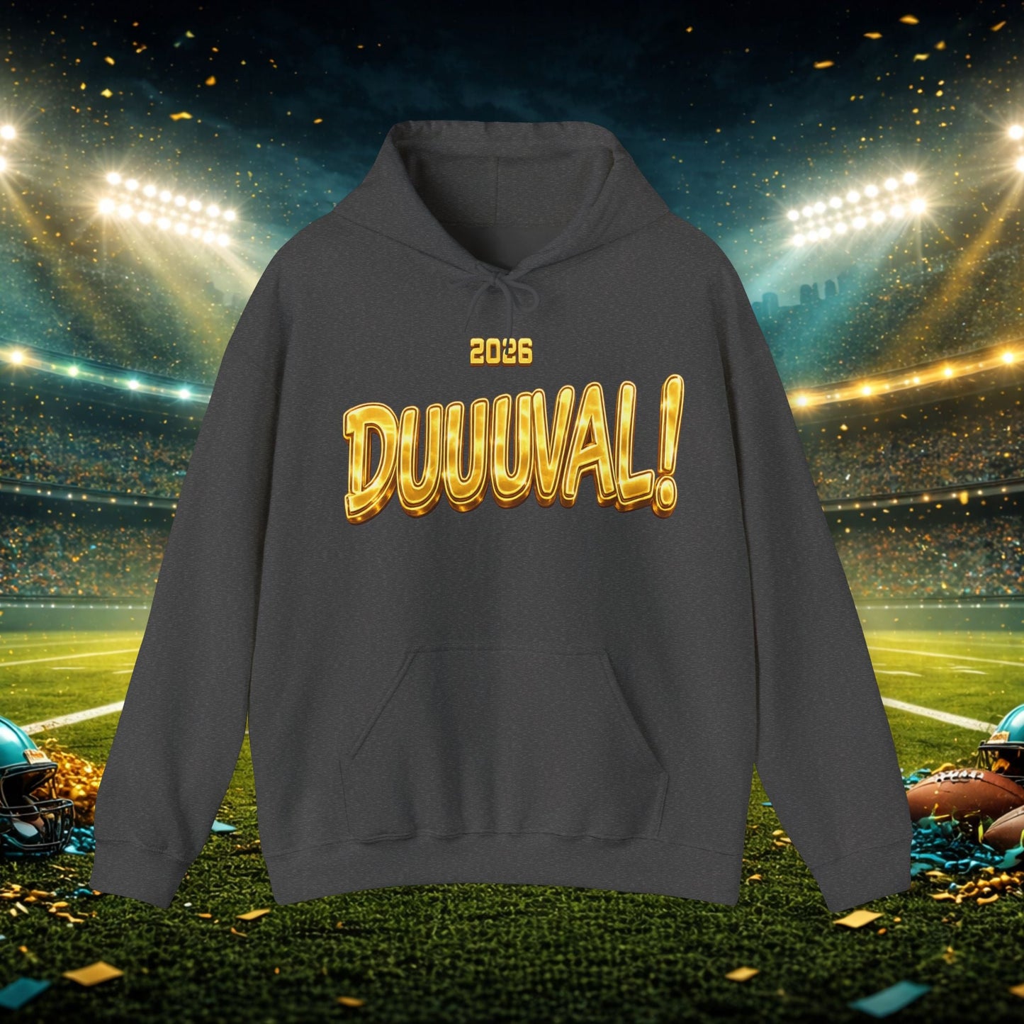 DUUUVAL Football Hoodie – "Locked In, Hunt Every Down" Team Pride Sweatshirt Printify