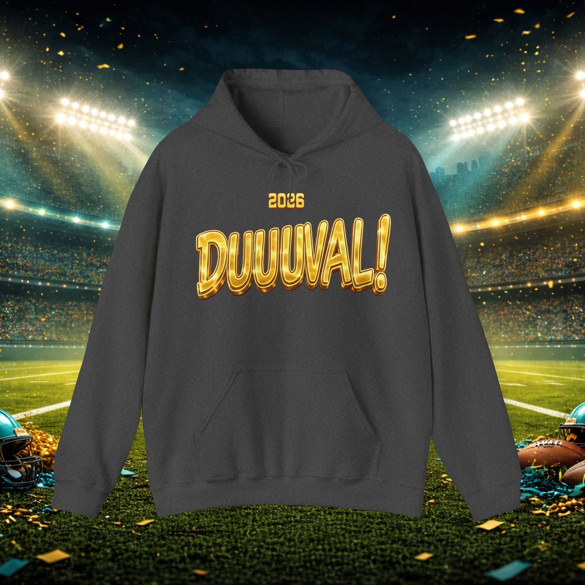 DUUUVAL Football Hoodie – "Locked In, Hunt Every Down" Team Pride Sweatshirt Printify
