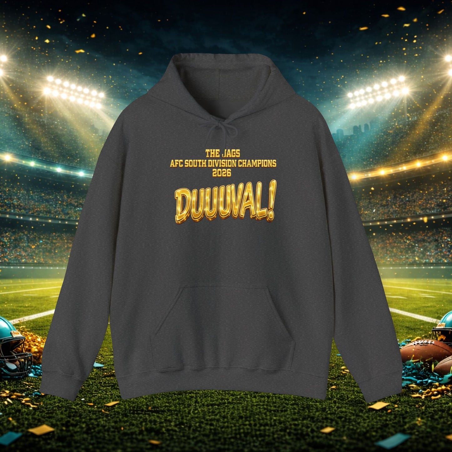 DUUUVAL Football Hoodie – "Locked In, Hunt Every Down" Team Pride Sweatshirt Printify