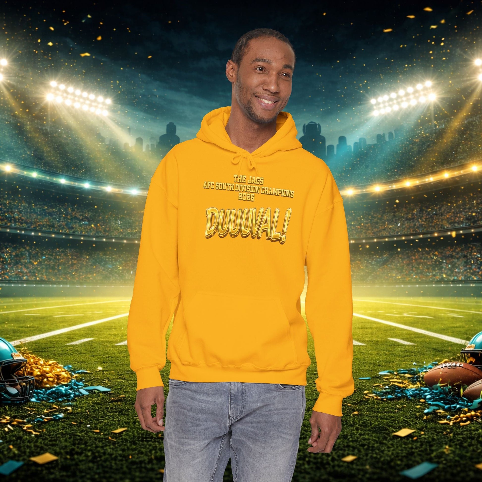 DUUUVAL Football Hoodie – "Locked In, Hunt Every Down" Team Pride Sweatshirt Printify