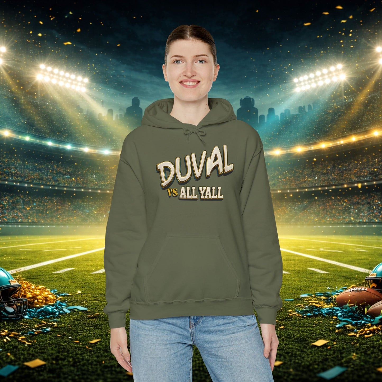 Duval vs All Y’all Hoodie — "Playoff Mode: Locked In" Football Fan Sweatshirt Printify