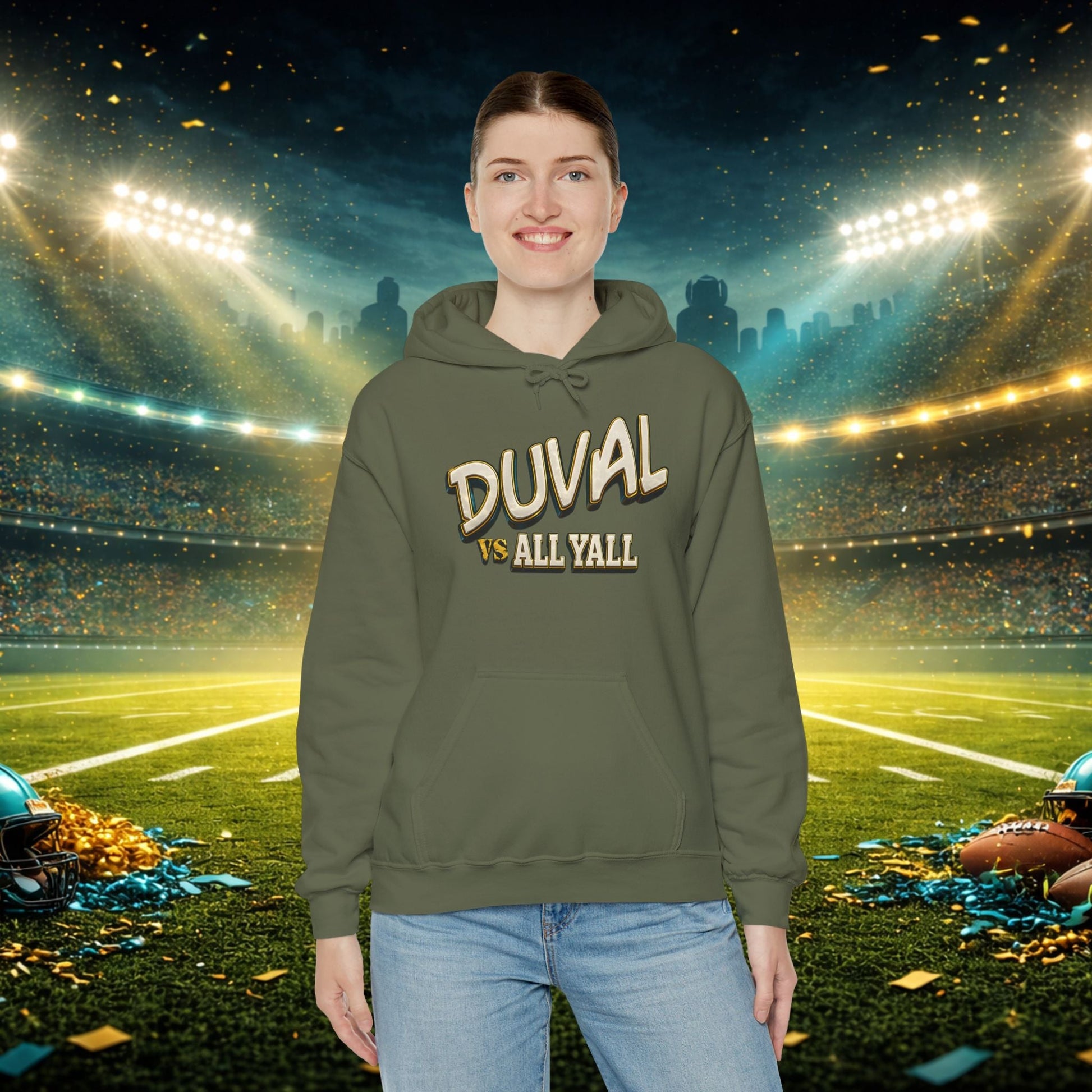 Duval vs All Y’all Hoodie — "Playoff Mode: Locked In" Football Fan Sweatshirt Printify