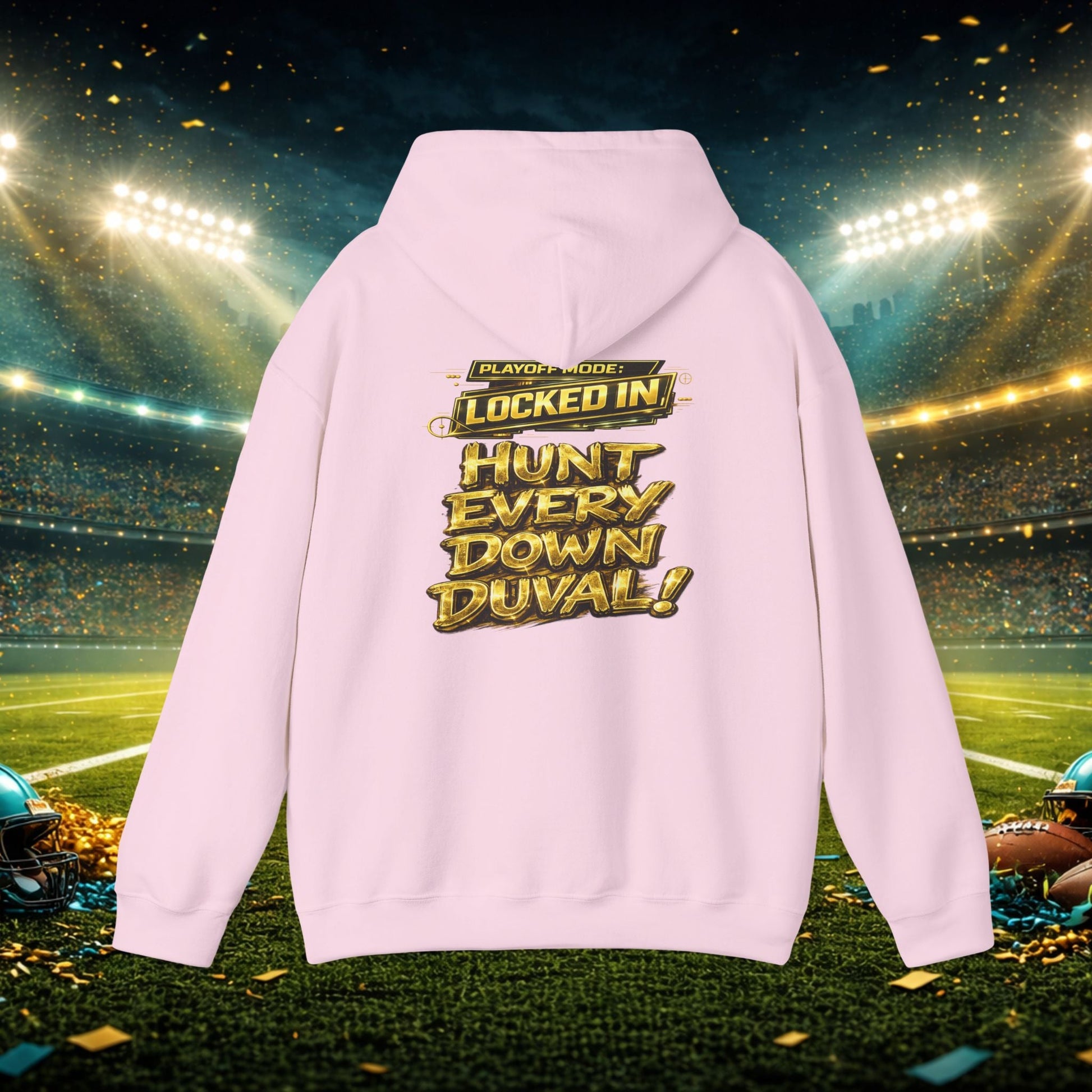DUUUVAL Football Hoodie – "Locked In, Hunt Every Down" Team Pride Sweatshirt Printify